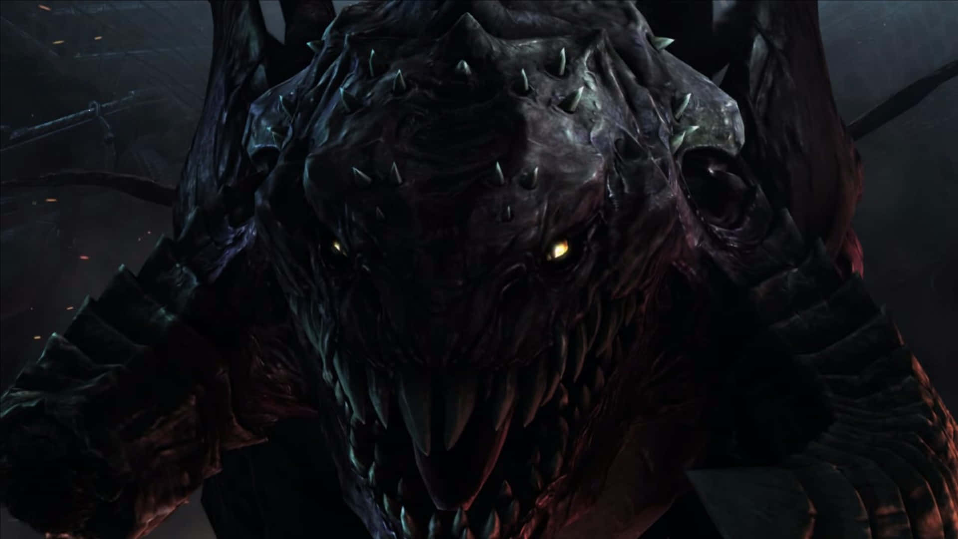 Zerg, glowing yellow eyes, sharp teeth, Full HD Desktop Wallpaper