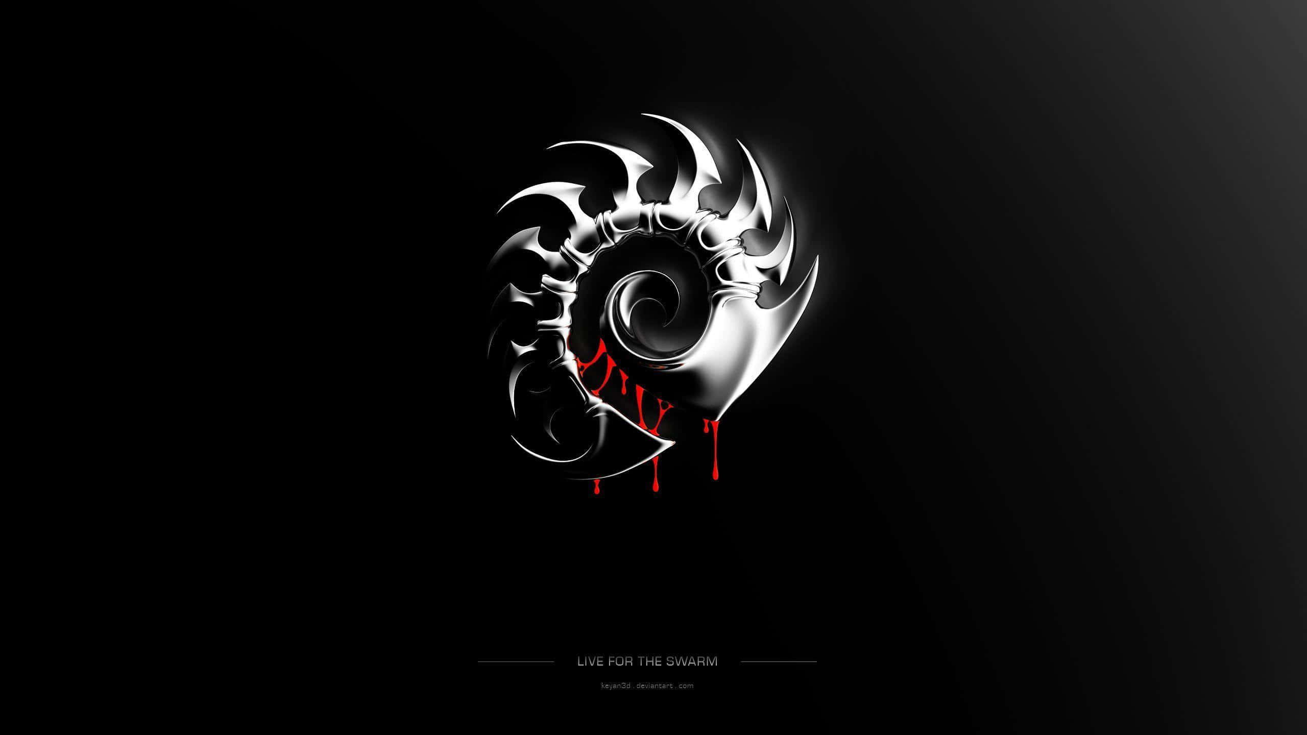 Zerg, metallic spiral logo, sharp spikes, 2K Desktop Wallpaper