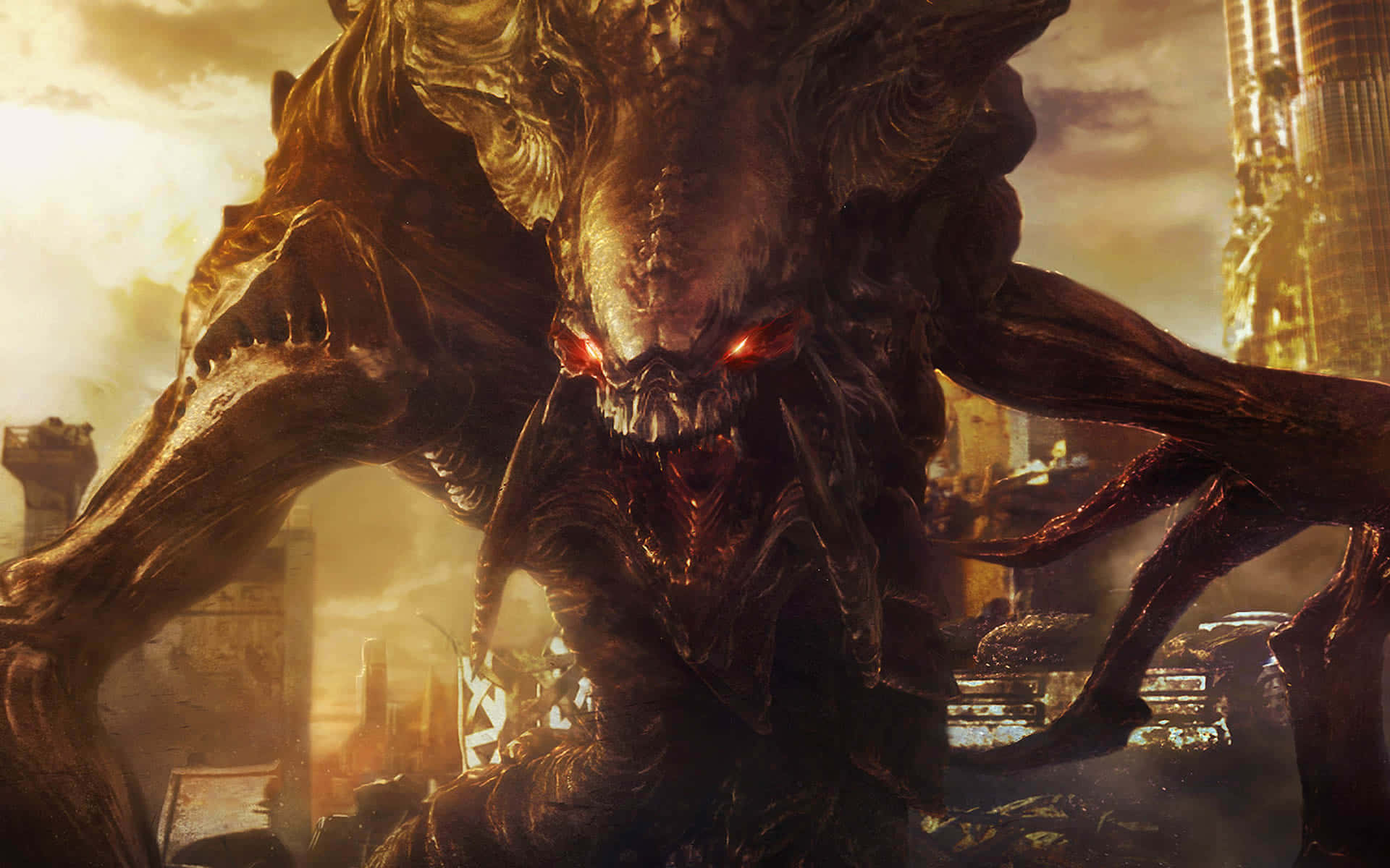 zerg, zerglings, glowing red eyes, Full HD Desktop Wallpaper