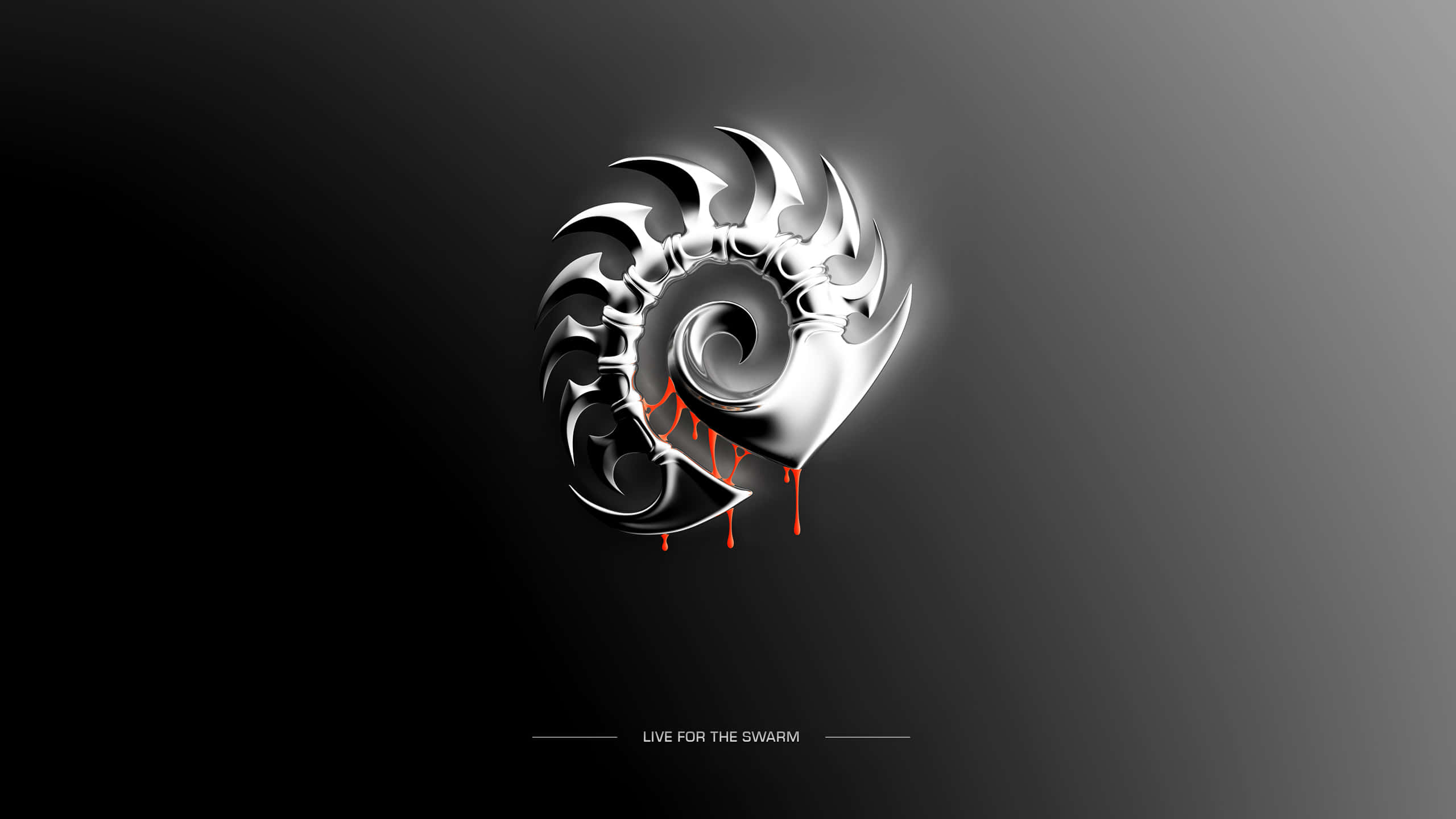 Zerg, metallic spiral logo, sharp spikes, 2K Desktop Wallpaper
