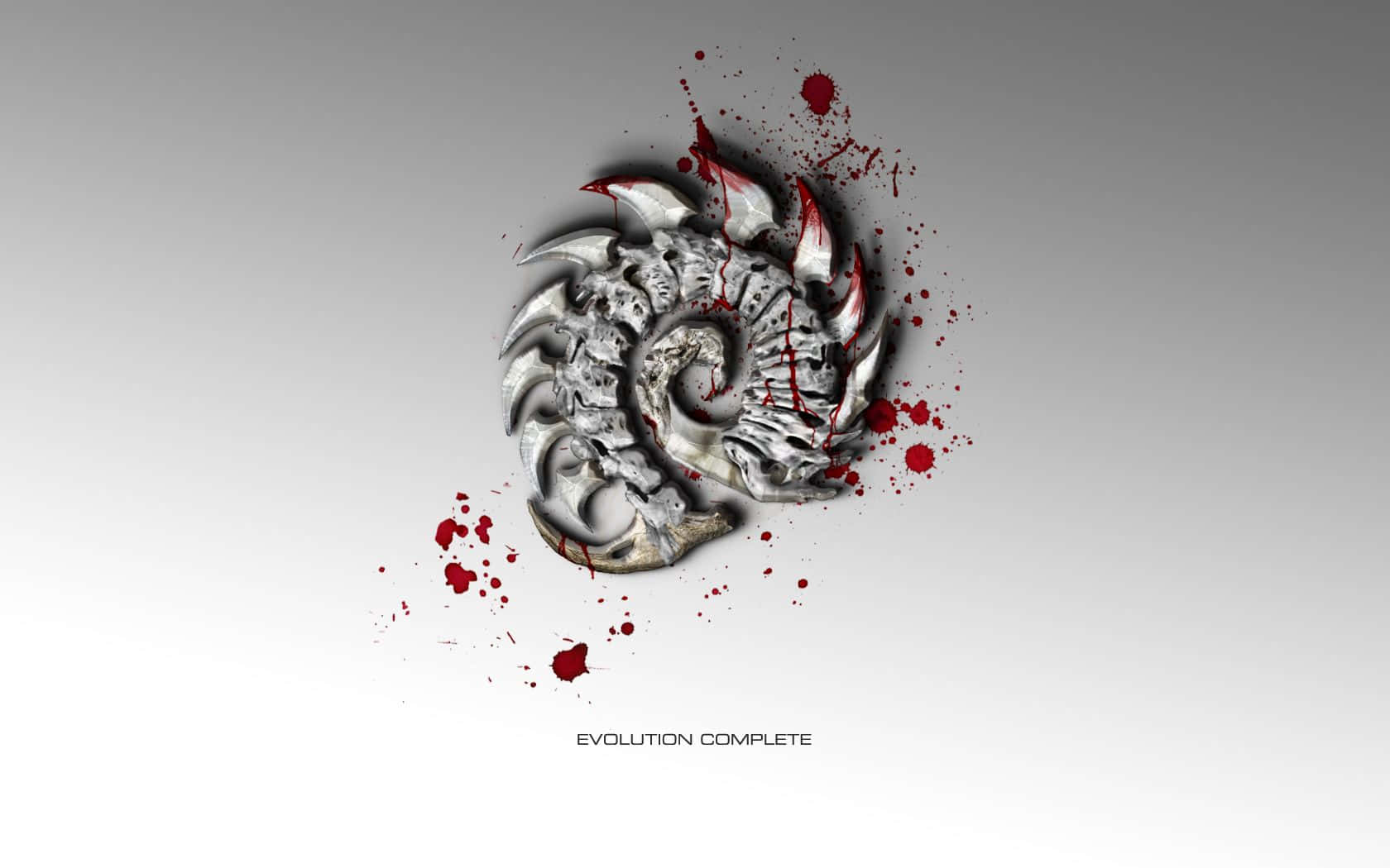 Zerg, metallic spiral dragon emblem, red splatters, HD Desktop Wallpaper