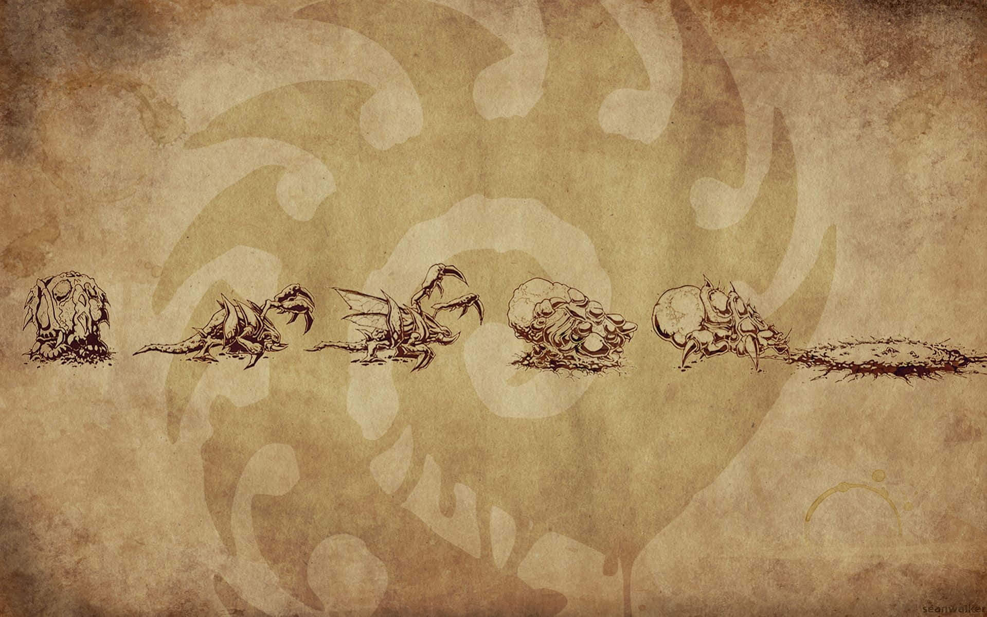 Zerg, dark ink, aged parchment, HD Desktop Wallpaper