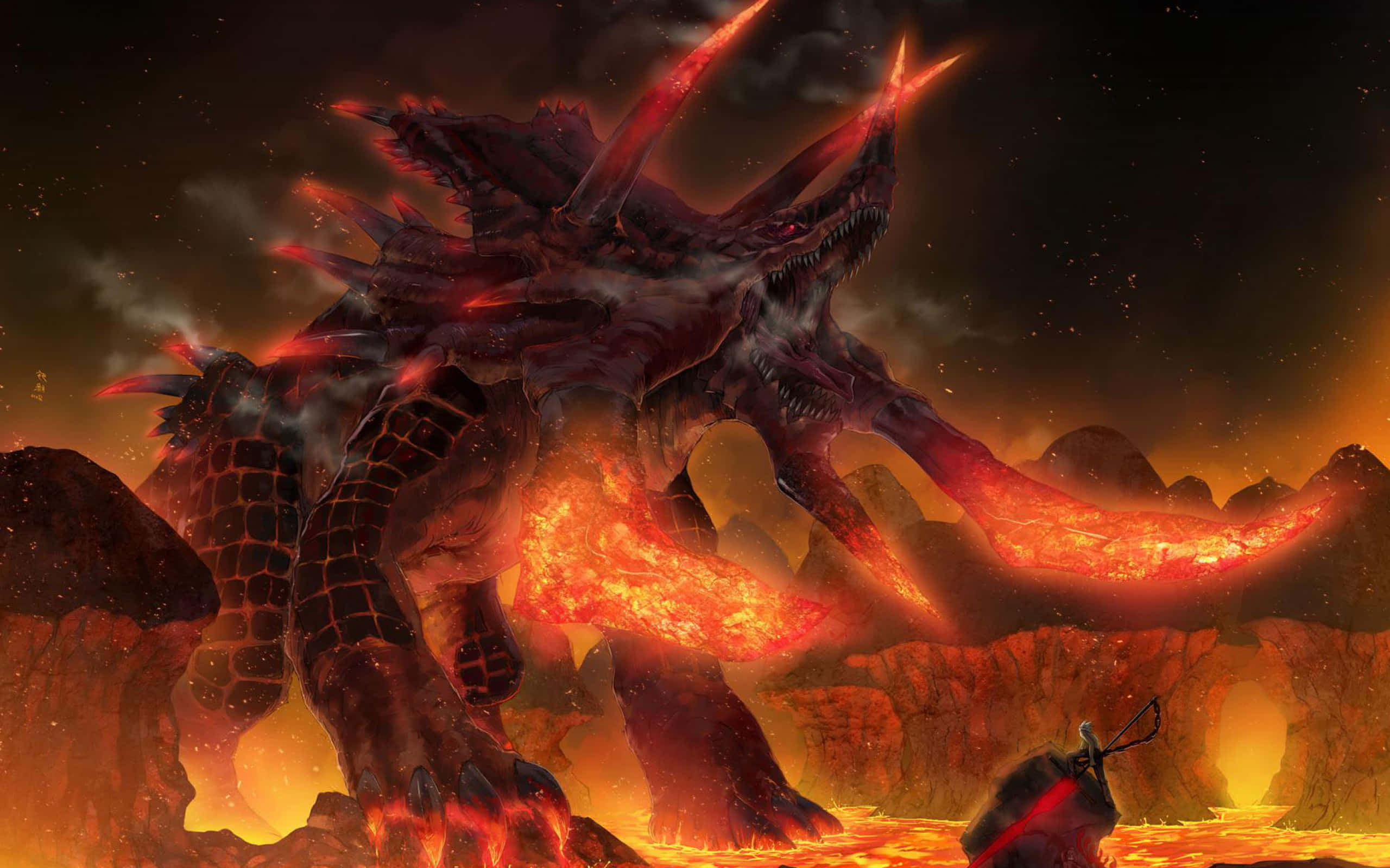 Zerg, fiery monster, glowing red spikes, 2K Desktop Wallpaper