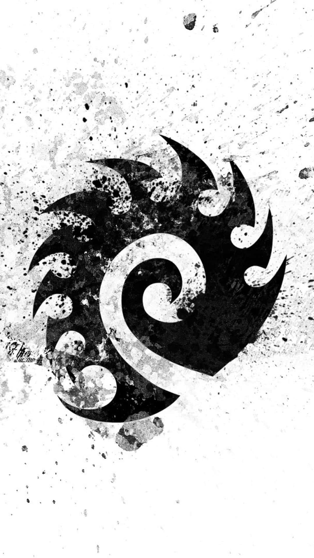 Zerg, black and white, abstract swirl, Full HD Phone Wallpaper