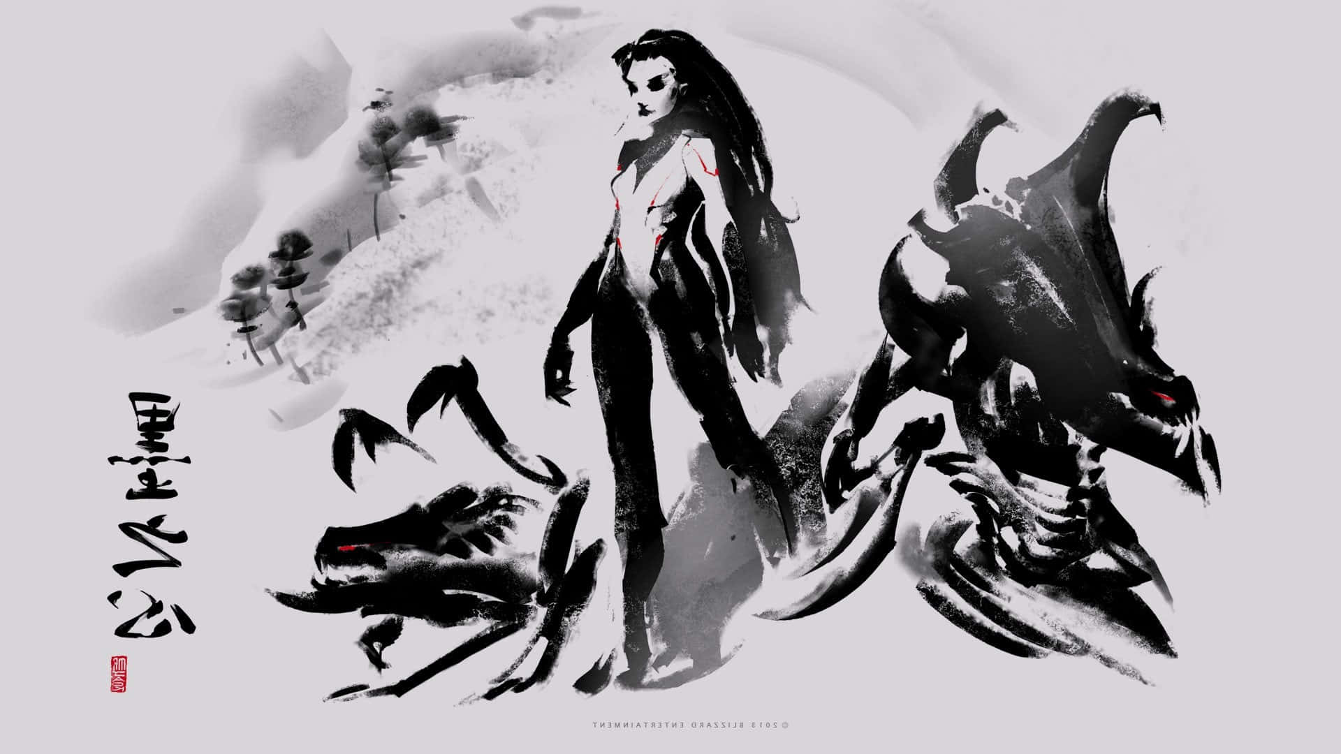 Zerg, warrior woman, dragon-like creatures, Full HD Desktop Wallpaper