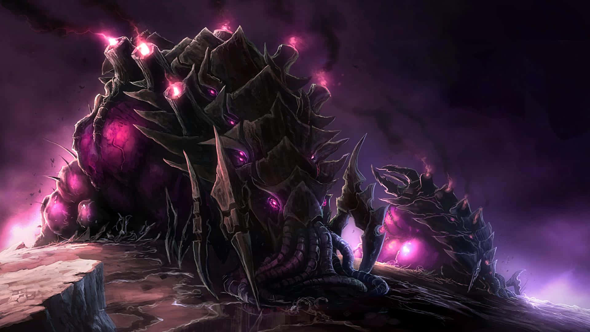 Zerg, glowing purple eyes, jagged spikes, Full HD Desktop Wallpaper
