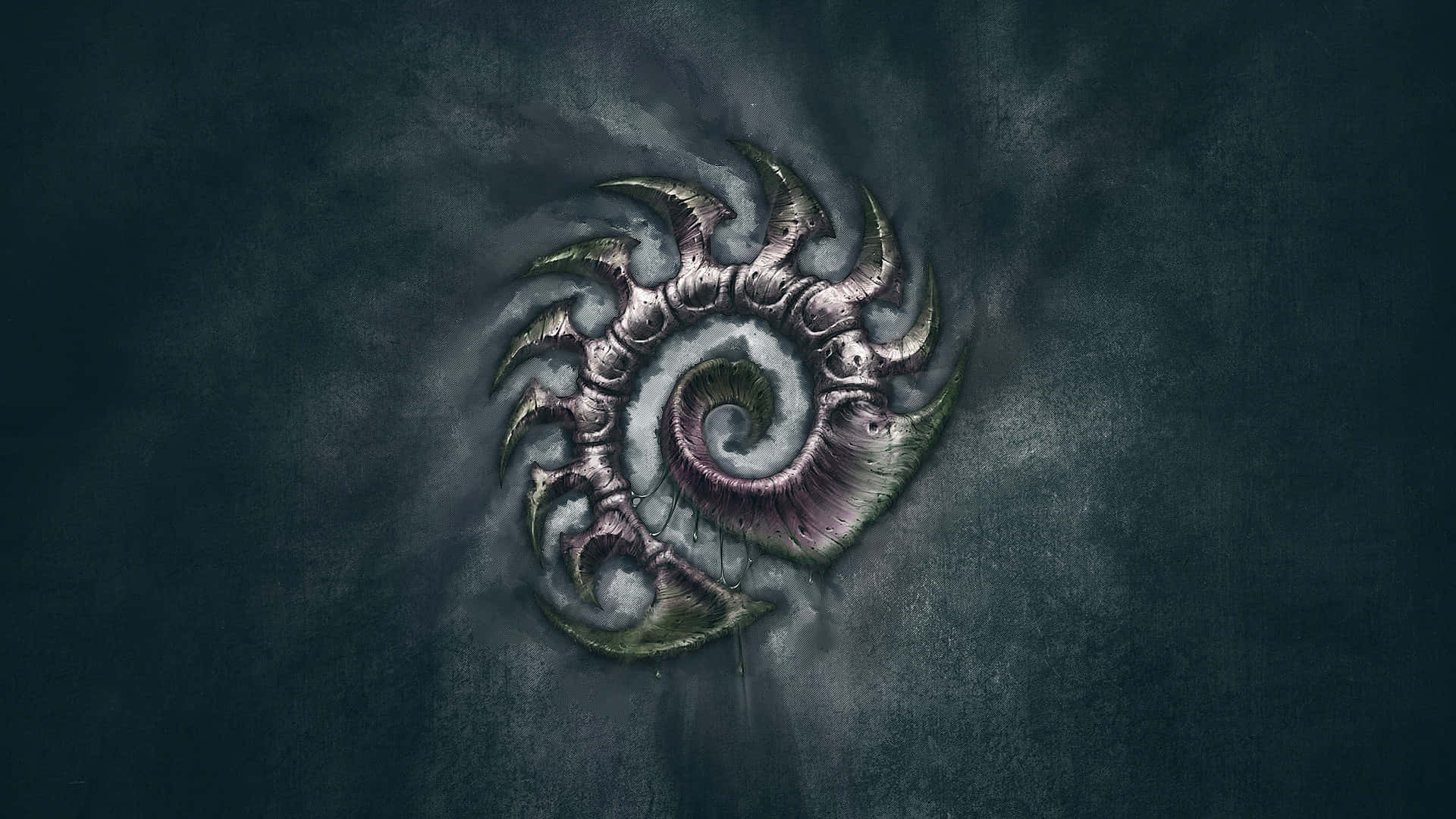 Zerg, metallic spiral emblem, jagged spikes, Full HD Desktop Wallpaper