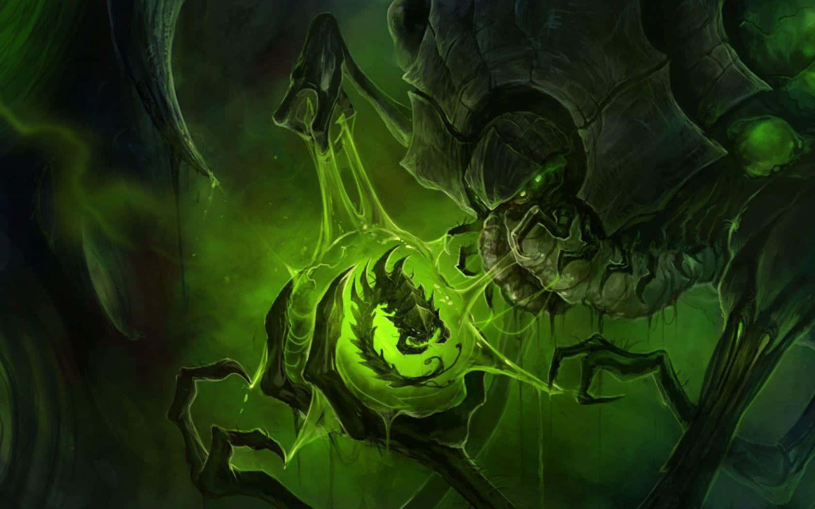 Zerg, green dragon, glowing eyes, HD Desktop Wallpaper