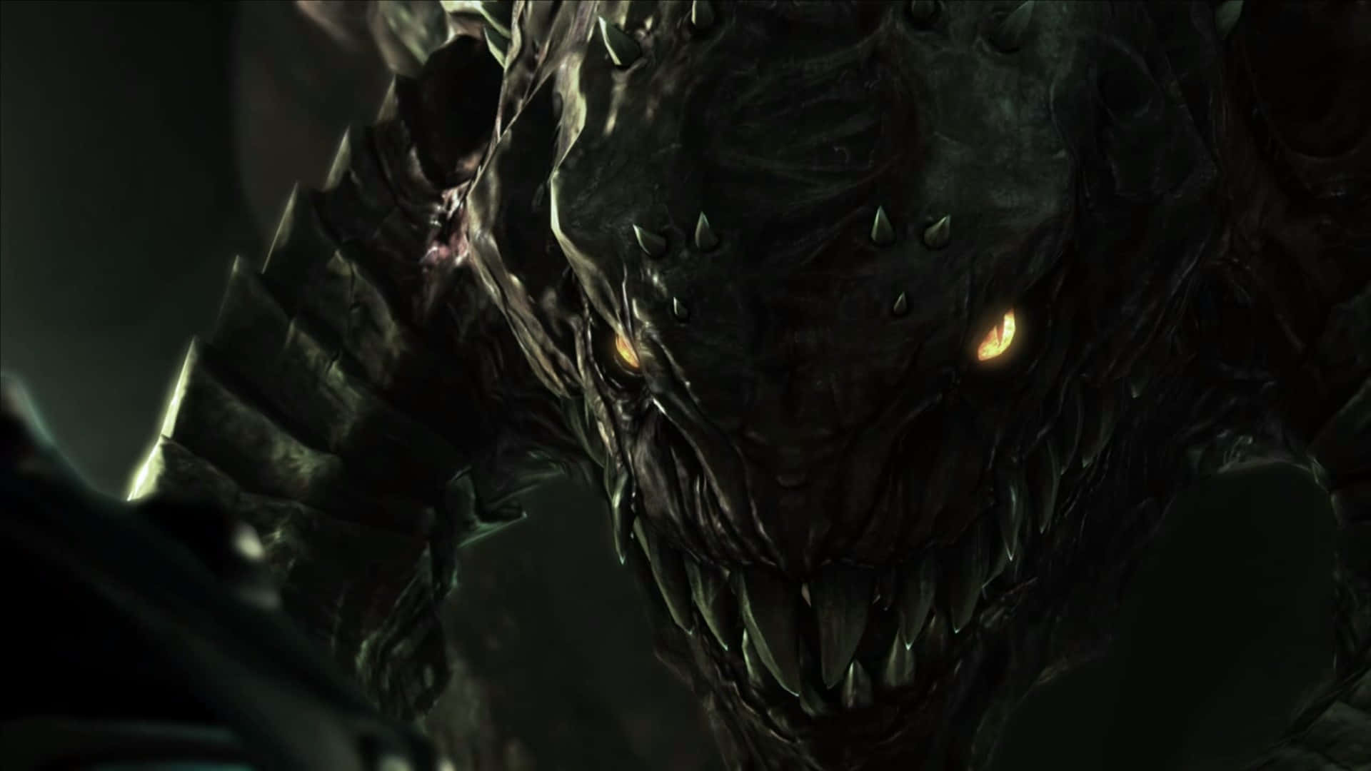 Zerg, glowing yellow eyes, sharp teeth, Full HD Desktop Wallpaper