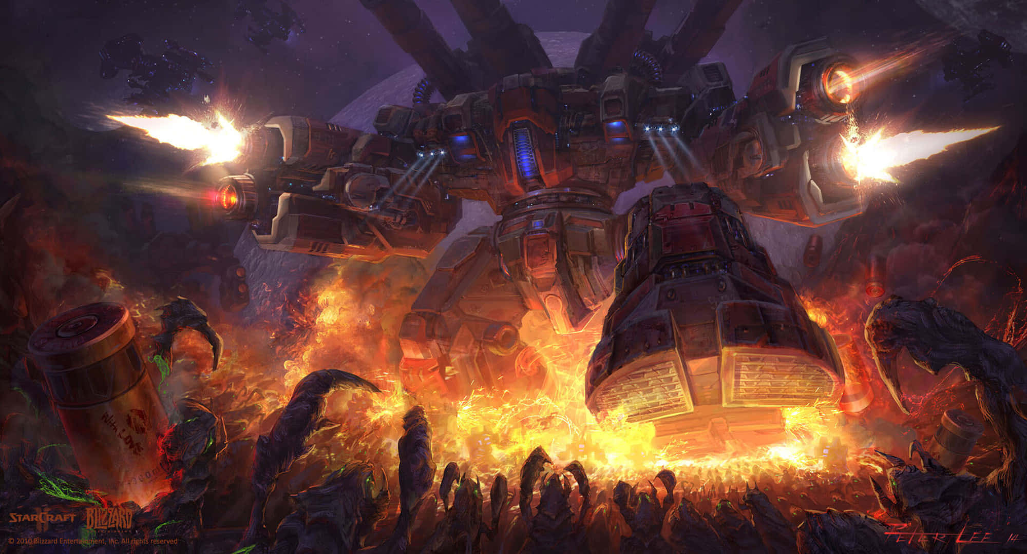 Zerg, Gladiator battle, colossal mechanical war machine, Full HD Desktop Wallpaper
