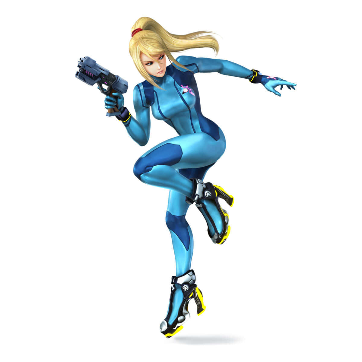 Zero Suit Samus, blue futuristic suit, blaster, SD Desktop Wallpaper