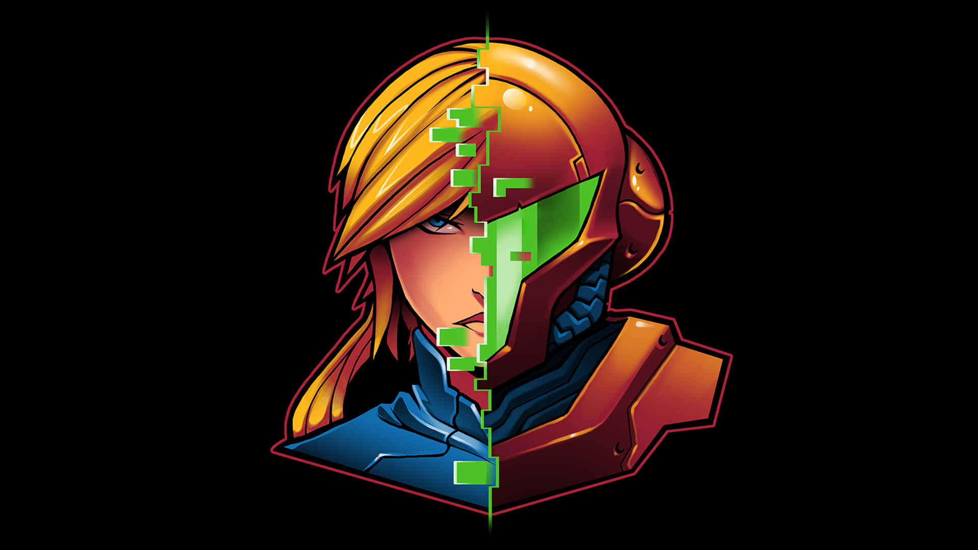 Zero Suit Samus, golden hair, red armor, Full HD Desktop Wallpaper