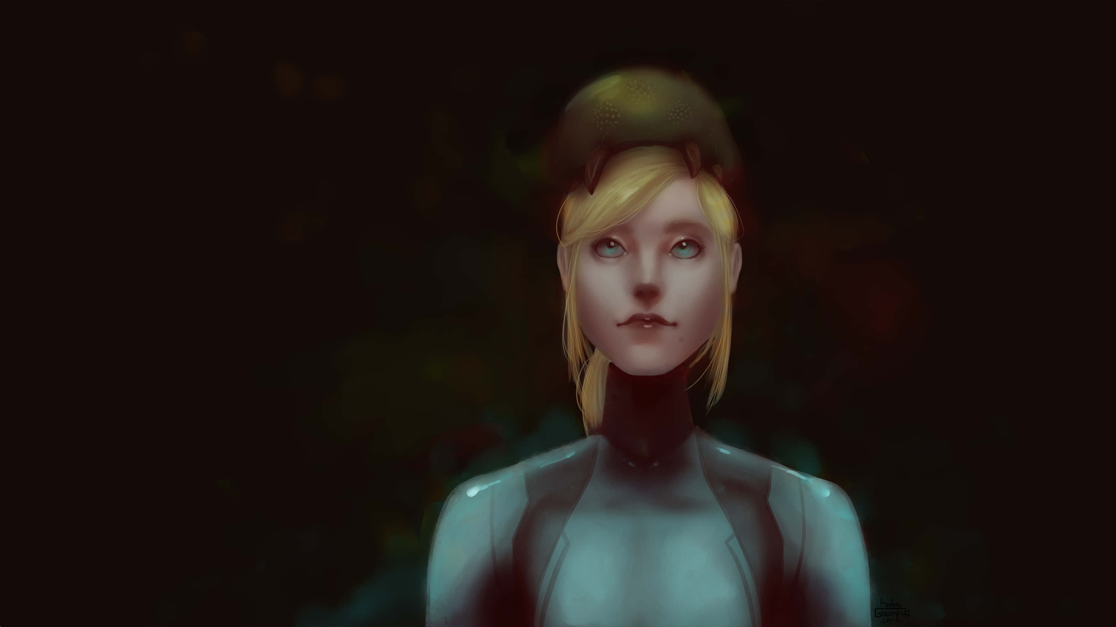 Zero Suit Samus, blonde hair, glowing eyes, 4K Desktop Wallpaper