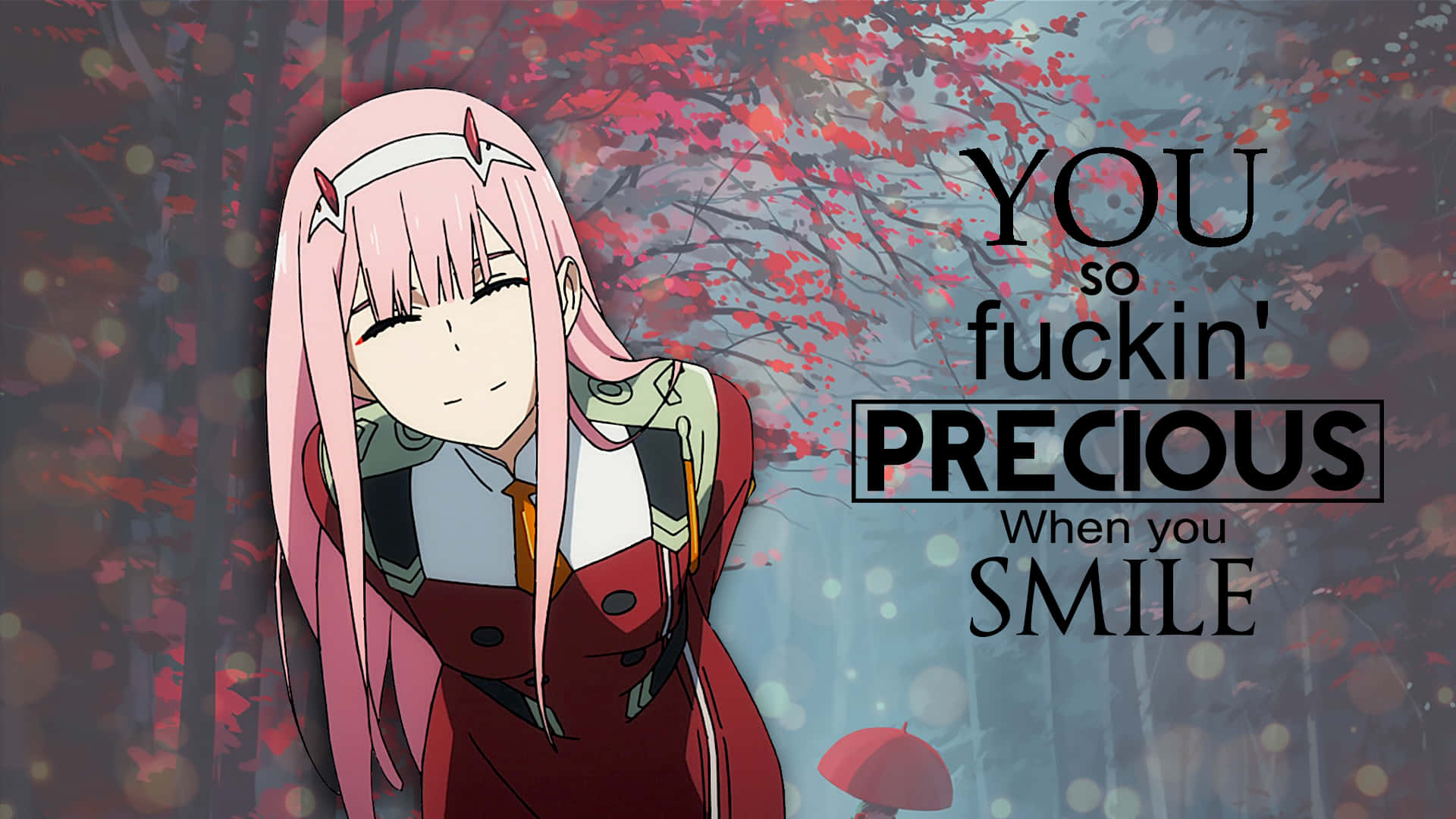 Zero Two, pink-haired anime girl, red coat, Full HD Desktop Wallpaper