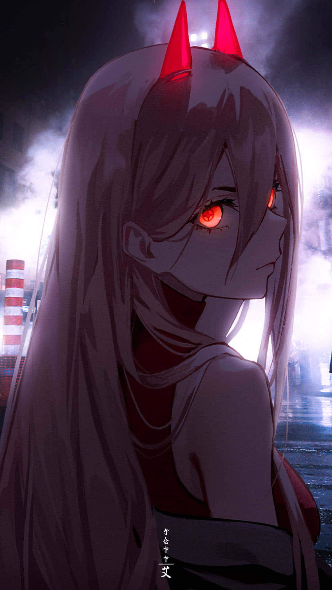 Zero Two, red horns, glowing red eyes, Full HD Phone Wallpaper