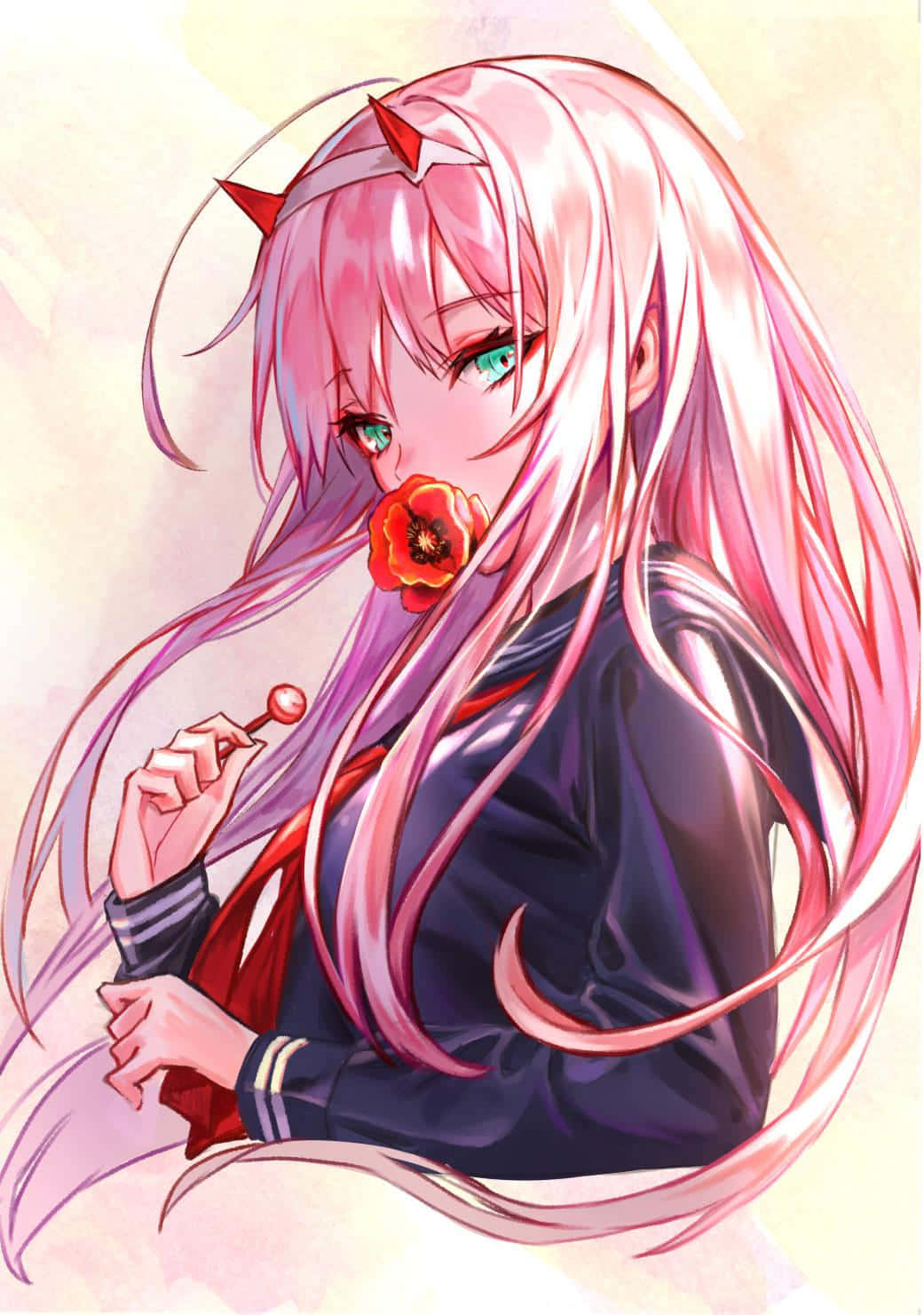 Zero Two, pink-haired, red horns, HD Phone Wallpaper