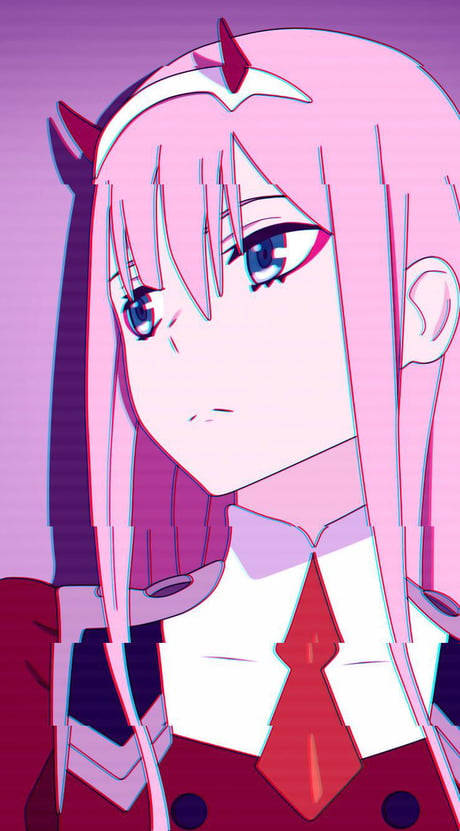 Zero Two, pink-haired, devil horns, SD Phone Wallpaper