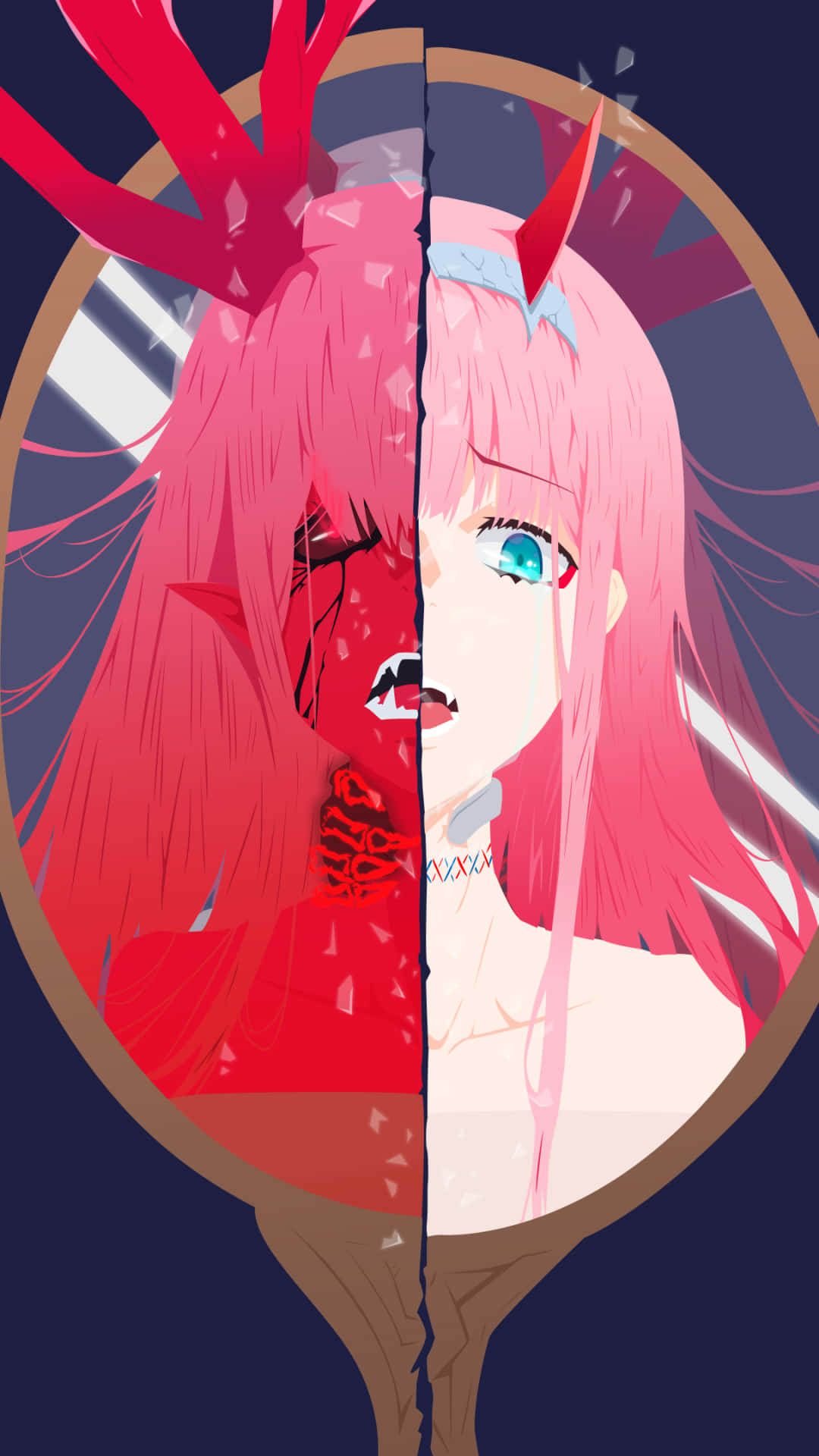 Zero Two, pink hair, demonic red, Full HD Phone Wallpaper
