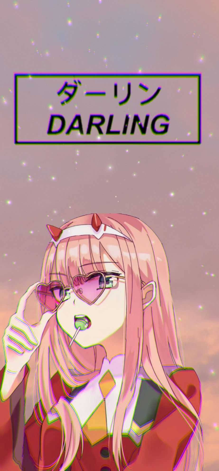 Zero Two, pink-haired anime girl, heart-shaped glasses, Full HD Phone Wallpaper