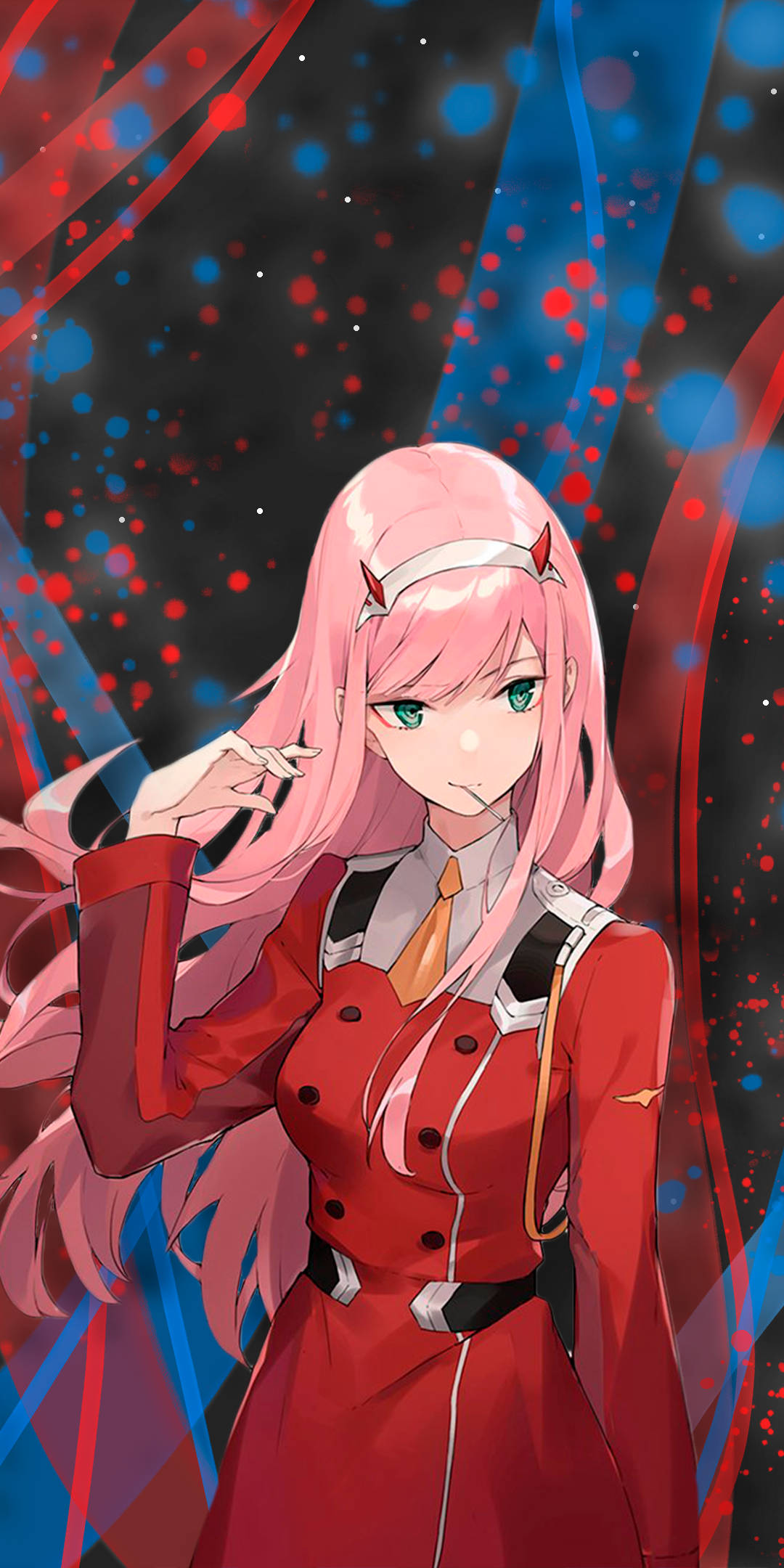 Zero Two, pink-haired, red uniform, Full HD Phone Wallpaper