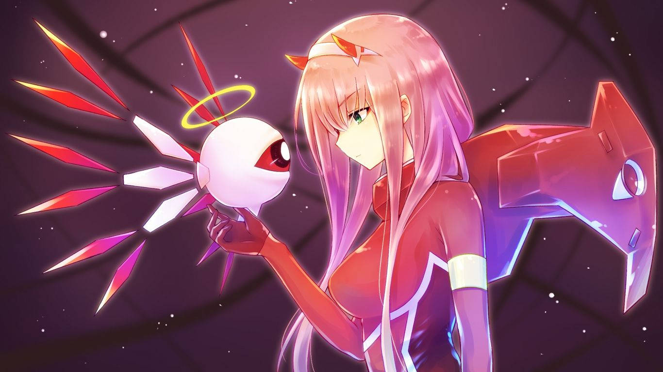 Zero Two, pink-haired anime girl, red armor, HD Desktop Wallpaper
