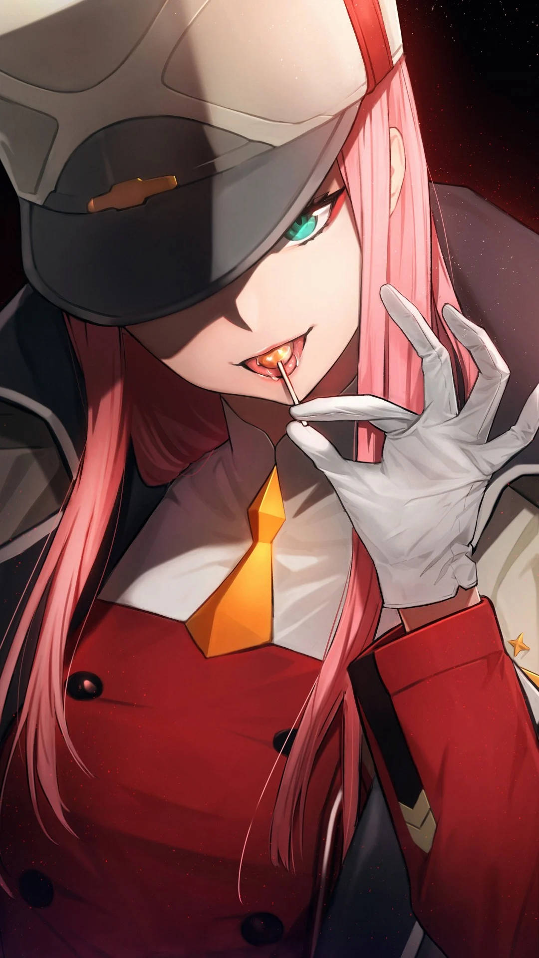 Zero Two, pink-haired anime girl, red coat, Full HD Phone Wallpaper