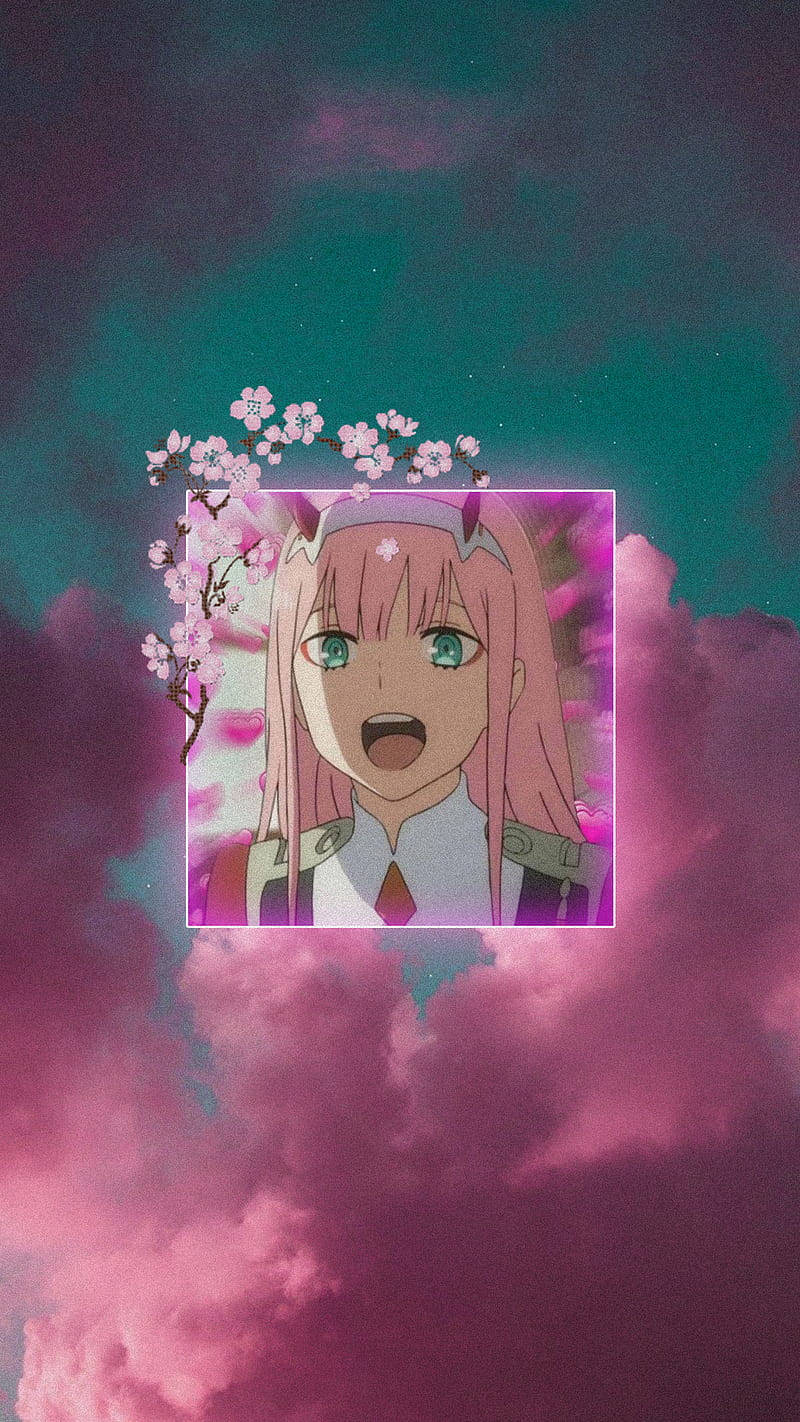 Zero Two, pink hair, cherry blossoms, HD Phone Wallpaper