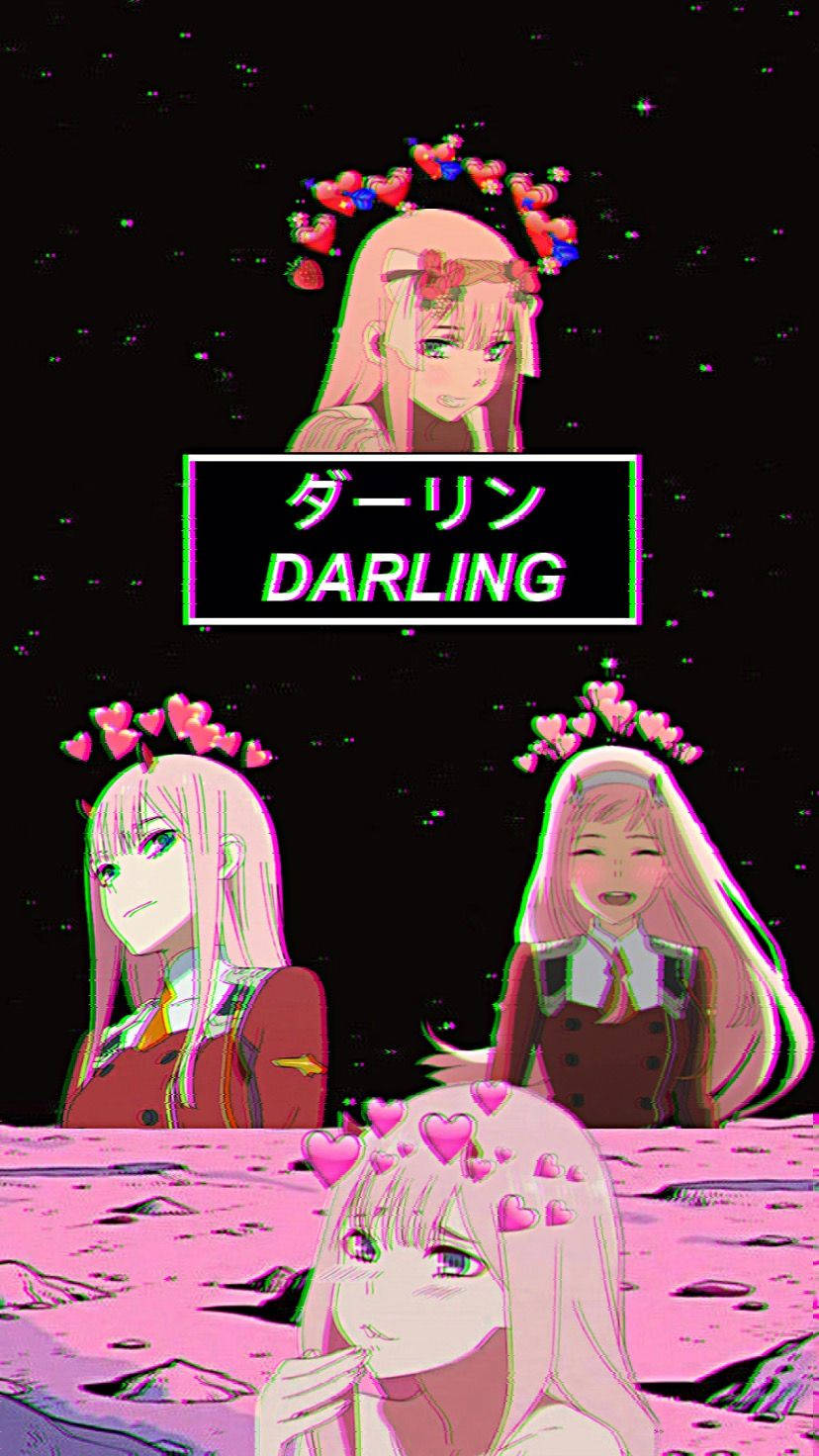 Cosmic Zero Two Phone, pink hair, hearts, HD Phone Wallpaper