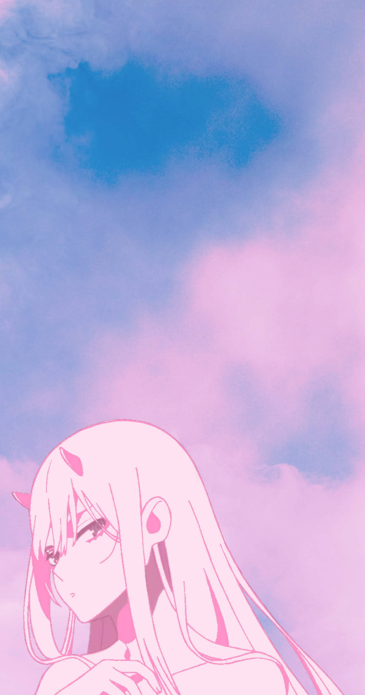 Zero Two, pink-hued anime girl, horns, Full HD Phone Wallpaper