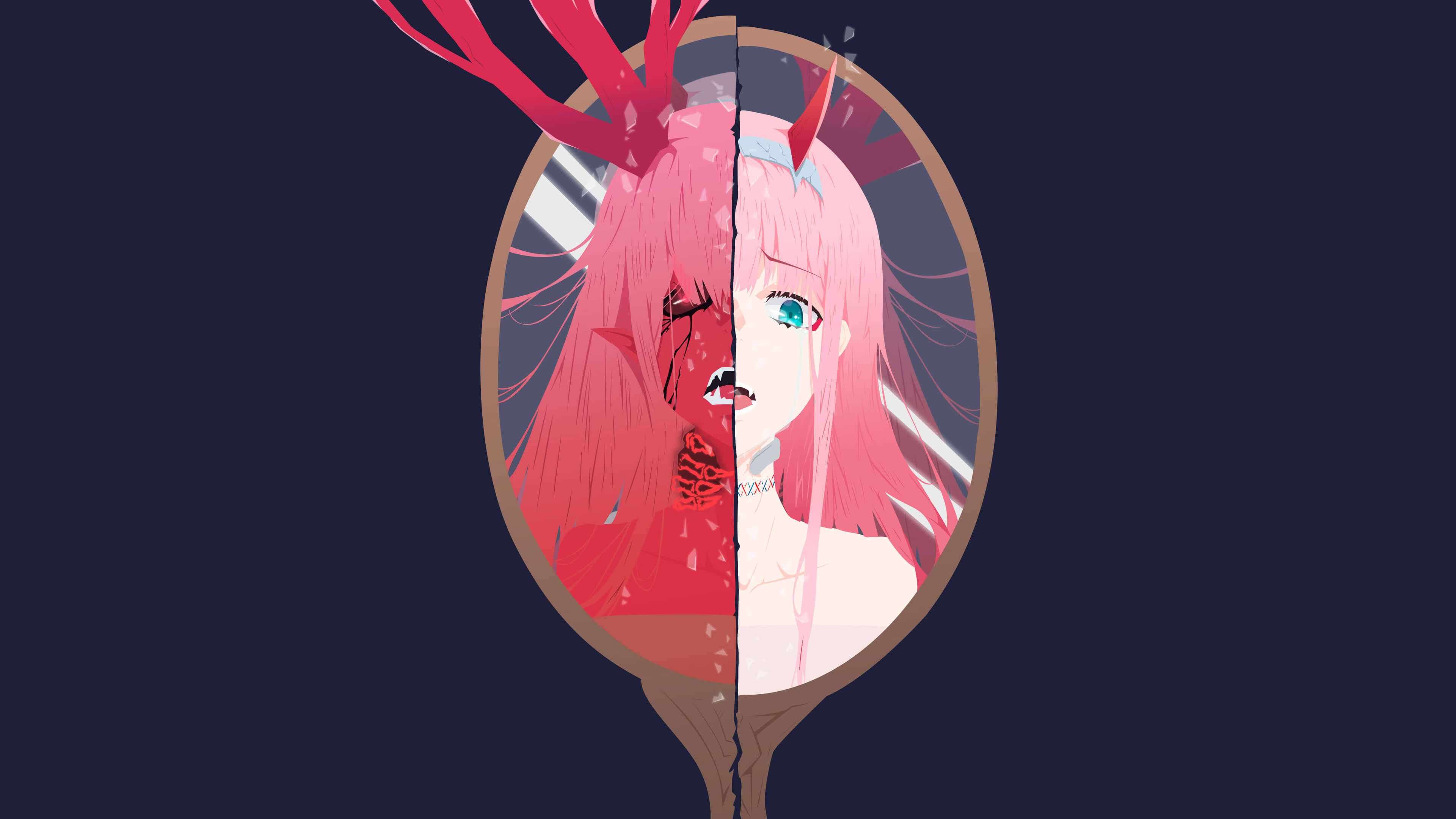 Zero Two, pink-haired anime girl, monstrous alter ego, 4K Desktop Wallpaper