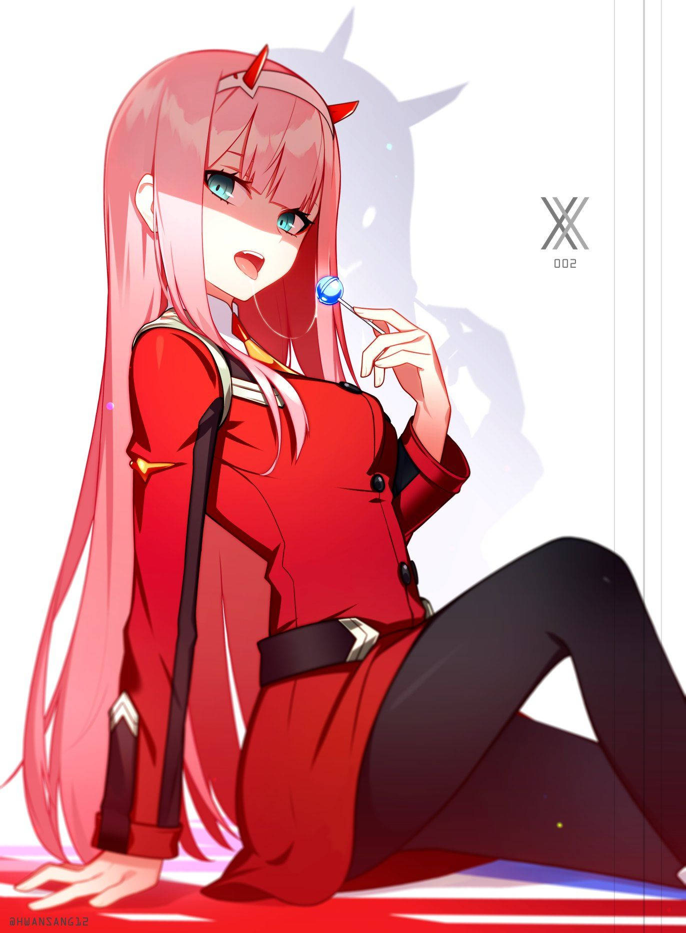 Zero Two, blue lollipop, pink-haired, HD Phone Wallpaper