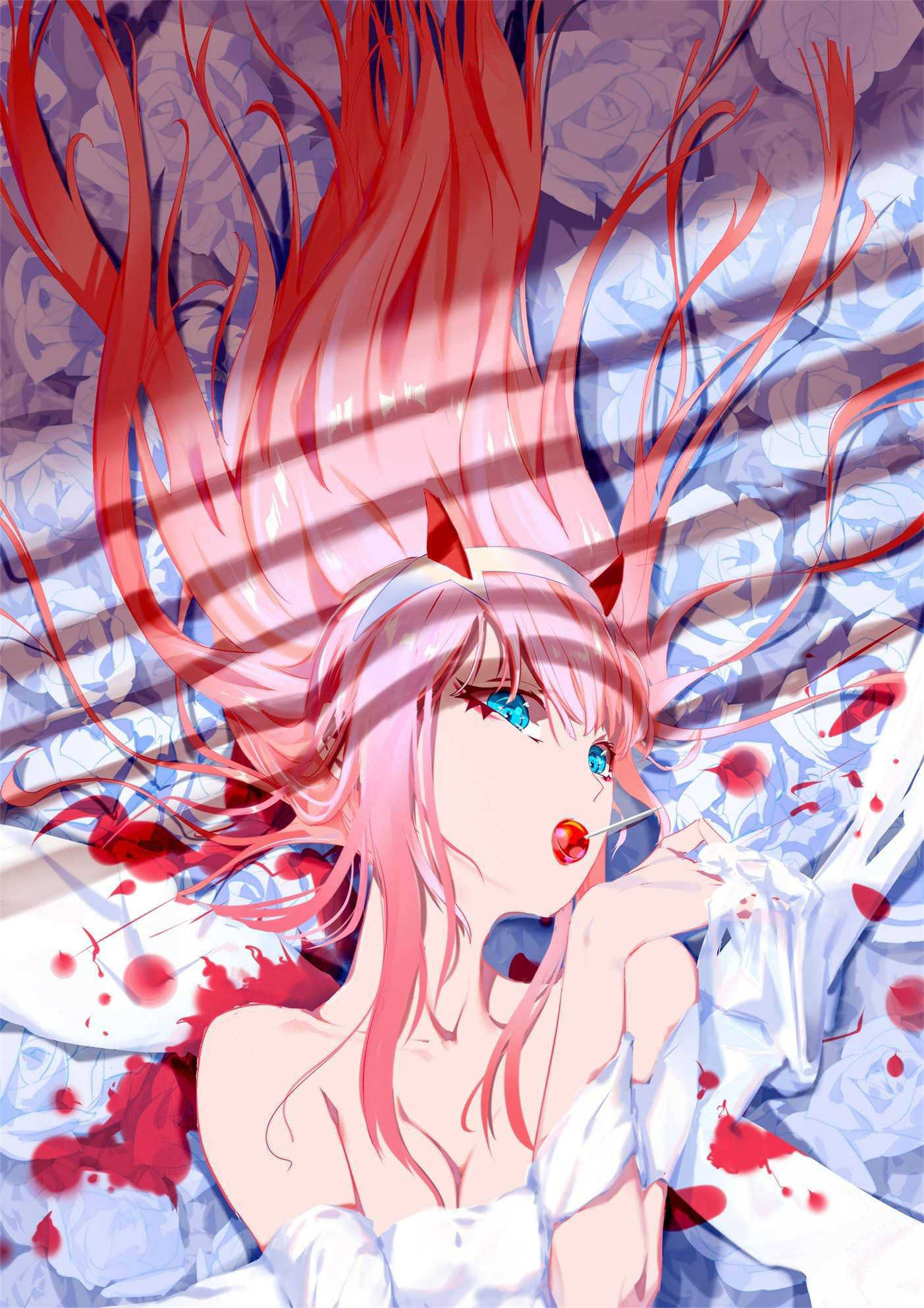 Zero Two, white dress, pink-haired anime girl, Full HD Phone Wallpaper