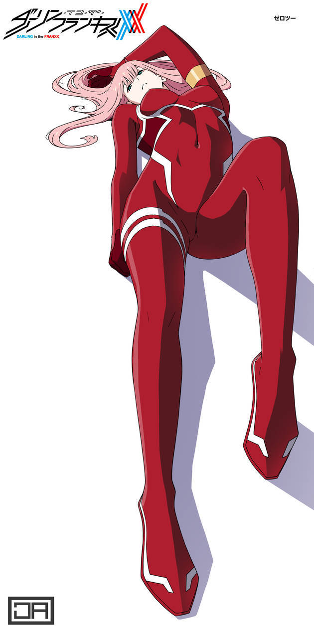 Zero Two, pink-haired, red racing suit, SD Phone Wallpaper