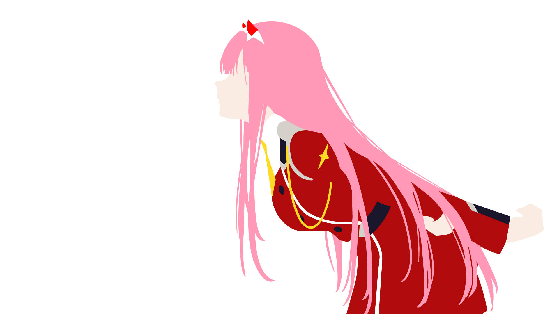 Zero Two, pink hair, red outfit, Full HD Desktop Wallpaper