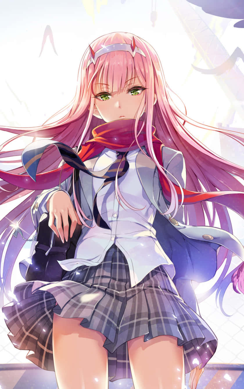 Zero Two, school uniform, pink-haired, HD Phone Wallpaper