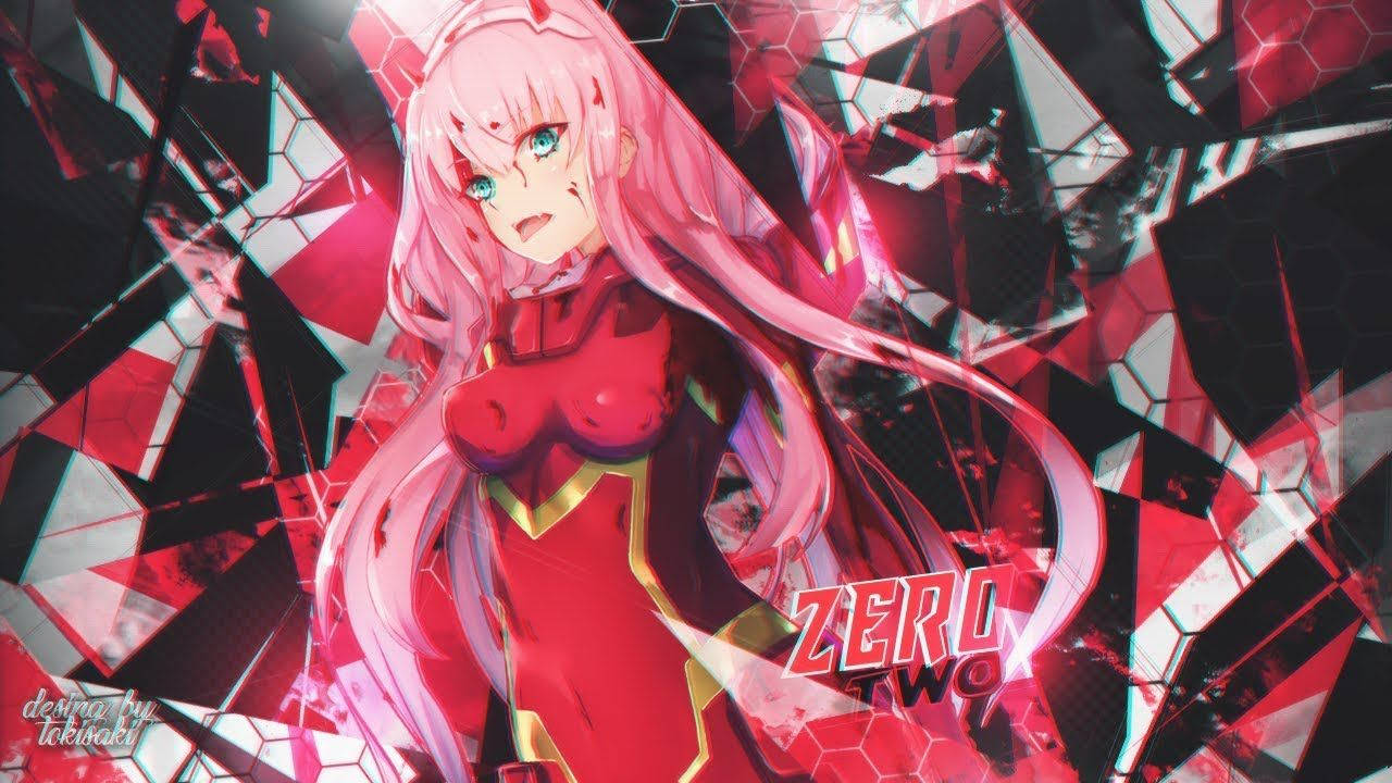 Zero Two, pink-haired anime girl, red outfit, HD Desktop Wallpaper