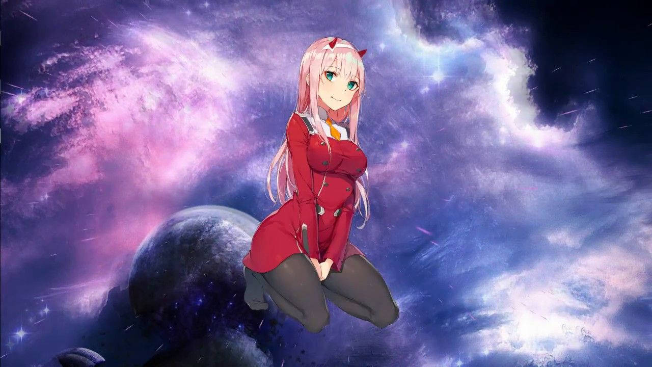 Zero Two, pink-haired anime girl, red jumpsuit, HD Desktop Wallpaper