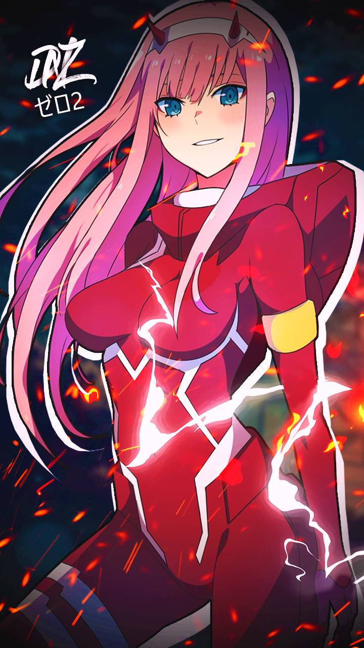 Zero Two, pink-haired anime girl, red suit, HD Phone Wallpaper