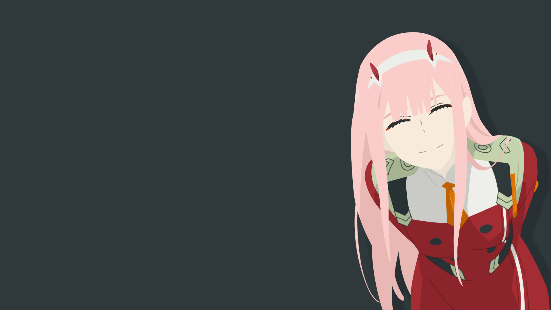 Zero Two, pink-haired, red outfit, Full HD Desktop Wallpaper
