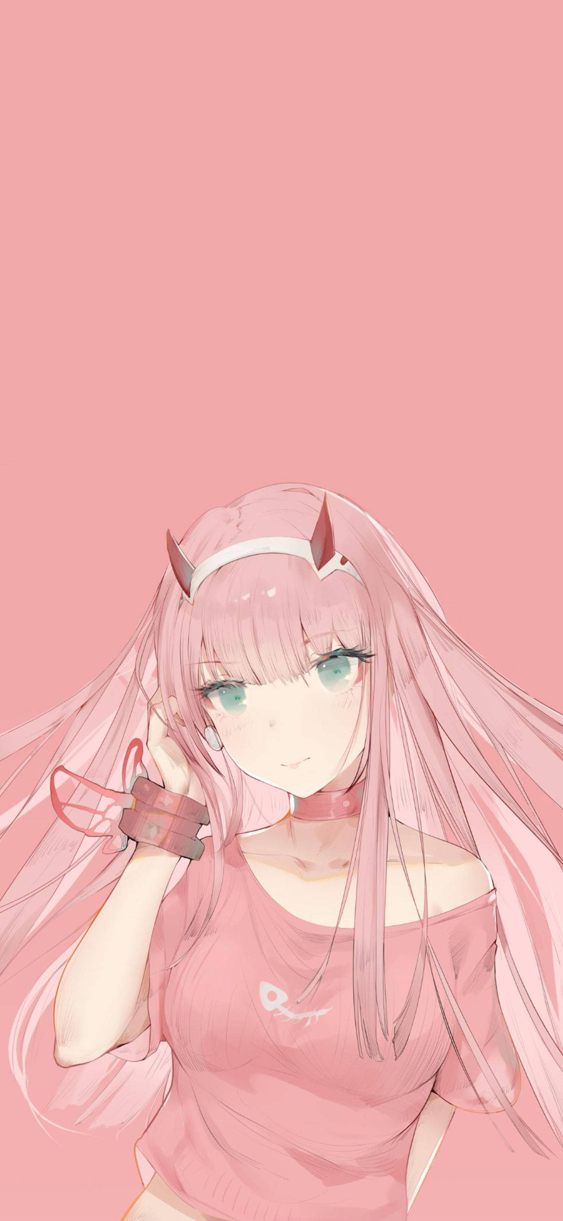 Zero Two, pink-haired, small horns, Full HD Phone Wallpaper
