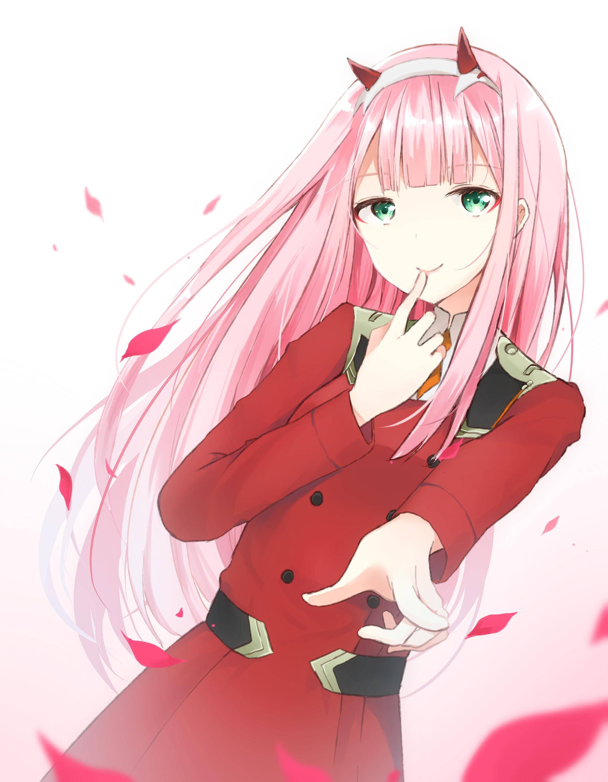 Zero Two, pink-haired, red coat, 2K Phone Wallpaper