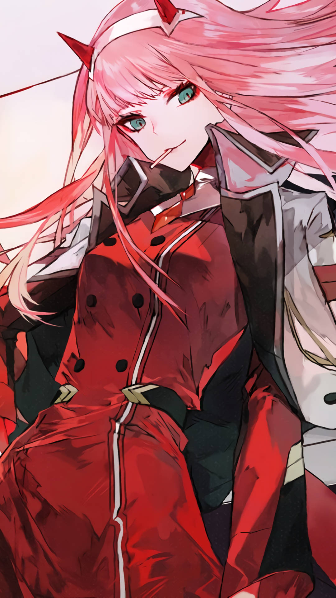 Zero Two, pink-haired, green eyes, Full HD Phone Wallpaper