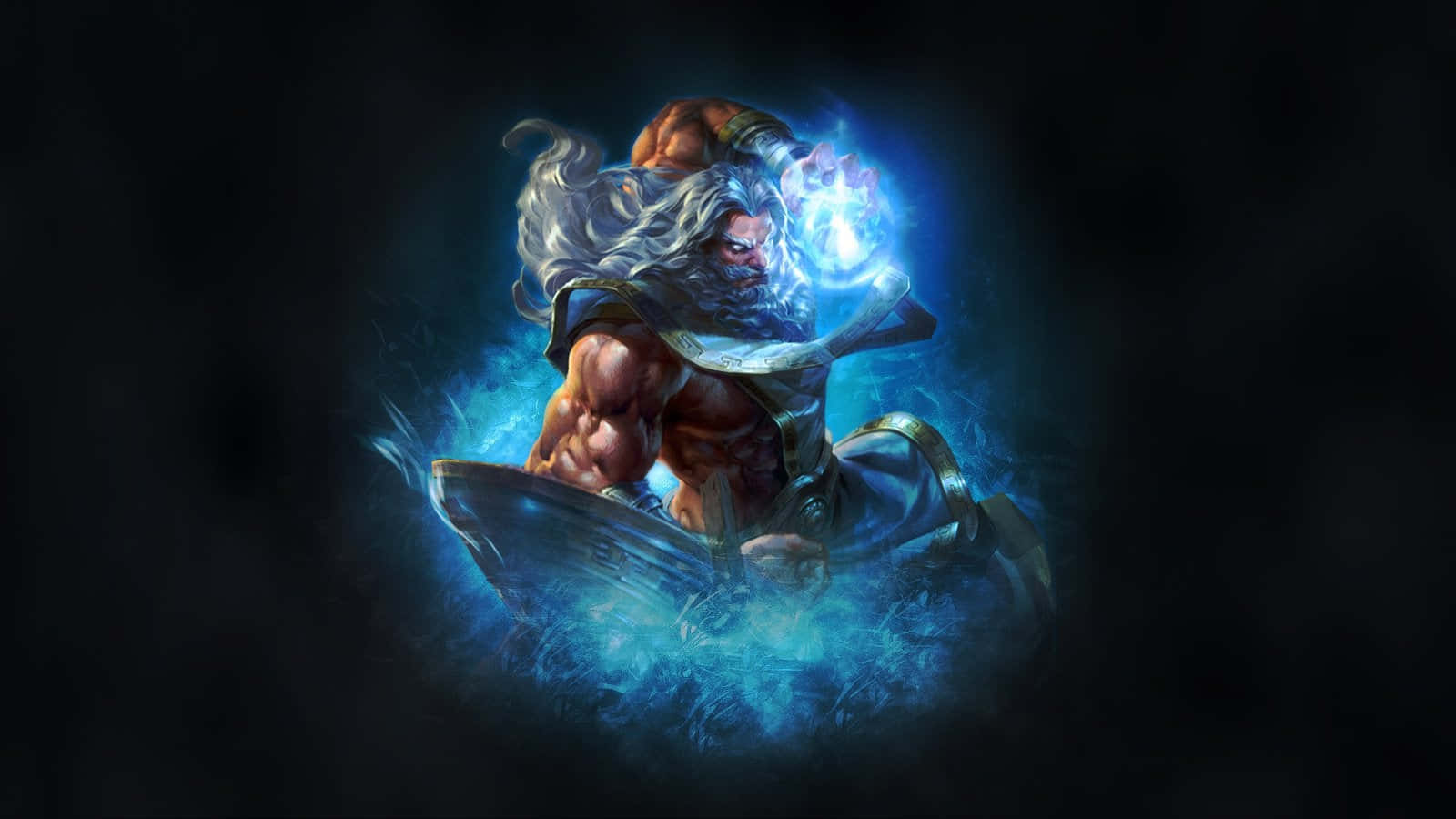 Zeus, blue light, glowing blue energy, HD Desktop Wallpaper