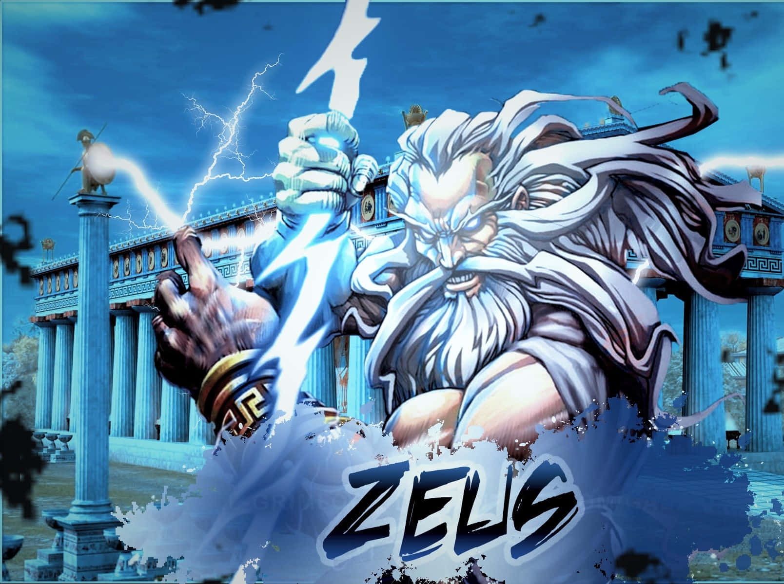 Zeus, lightning bolt, stormy sky, HD Desktop Wallpaper
