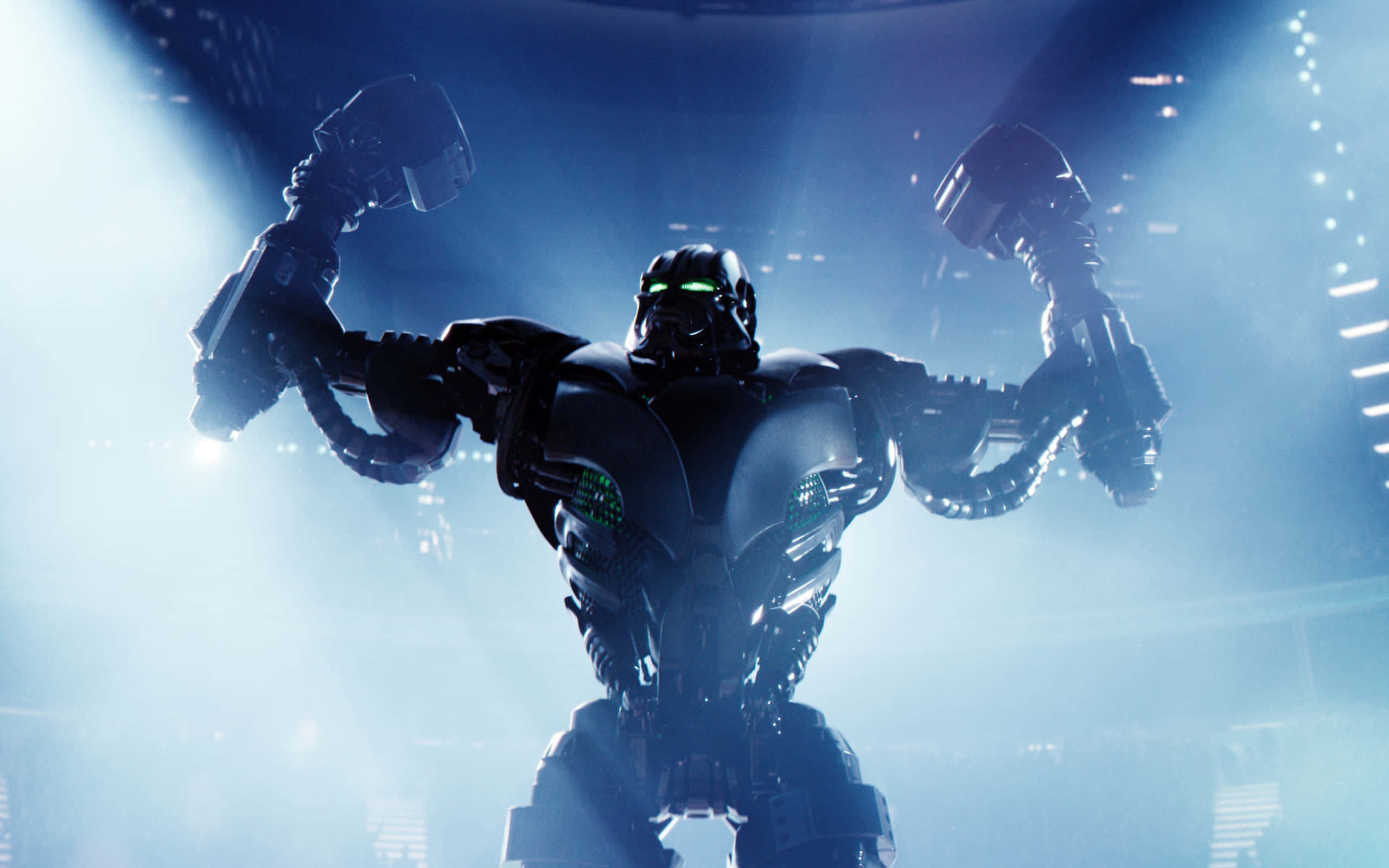 Zeus, glowing green eyes, raised fists, 2K Desktop Wallpaper