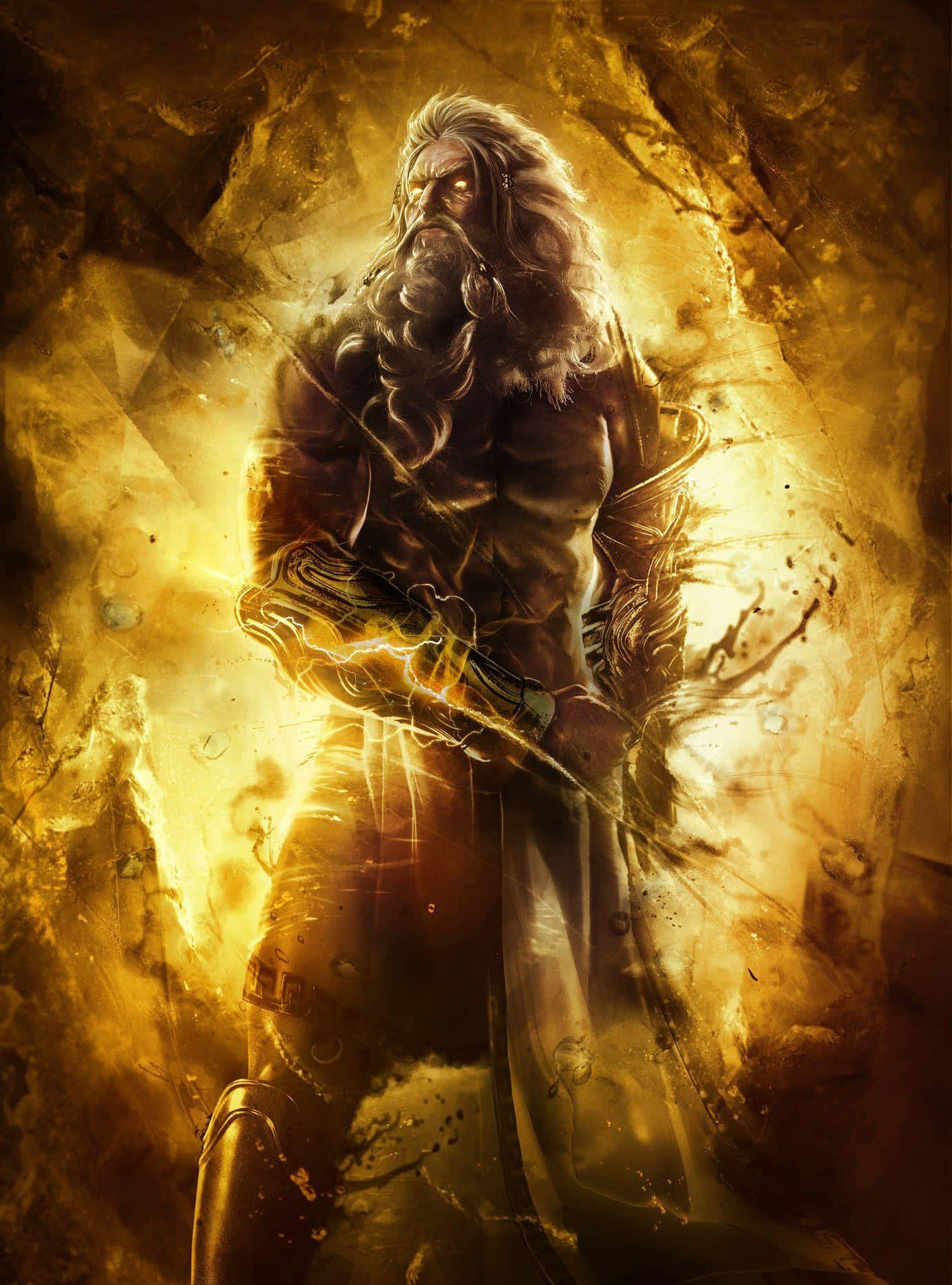 Zeus, glowing eyes, lightning, HD Phone Wallpaper