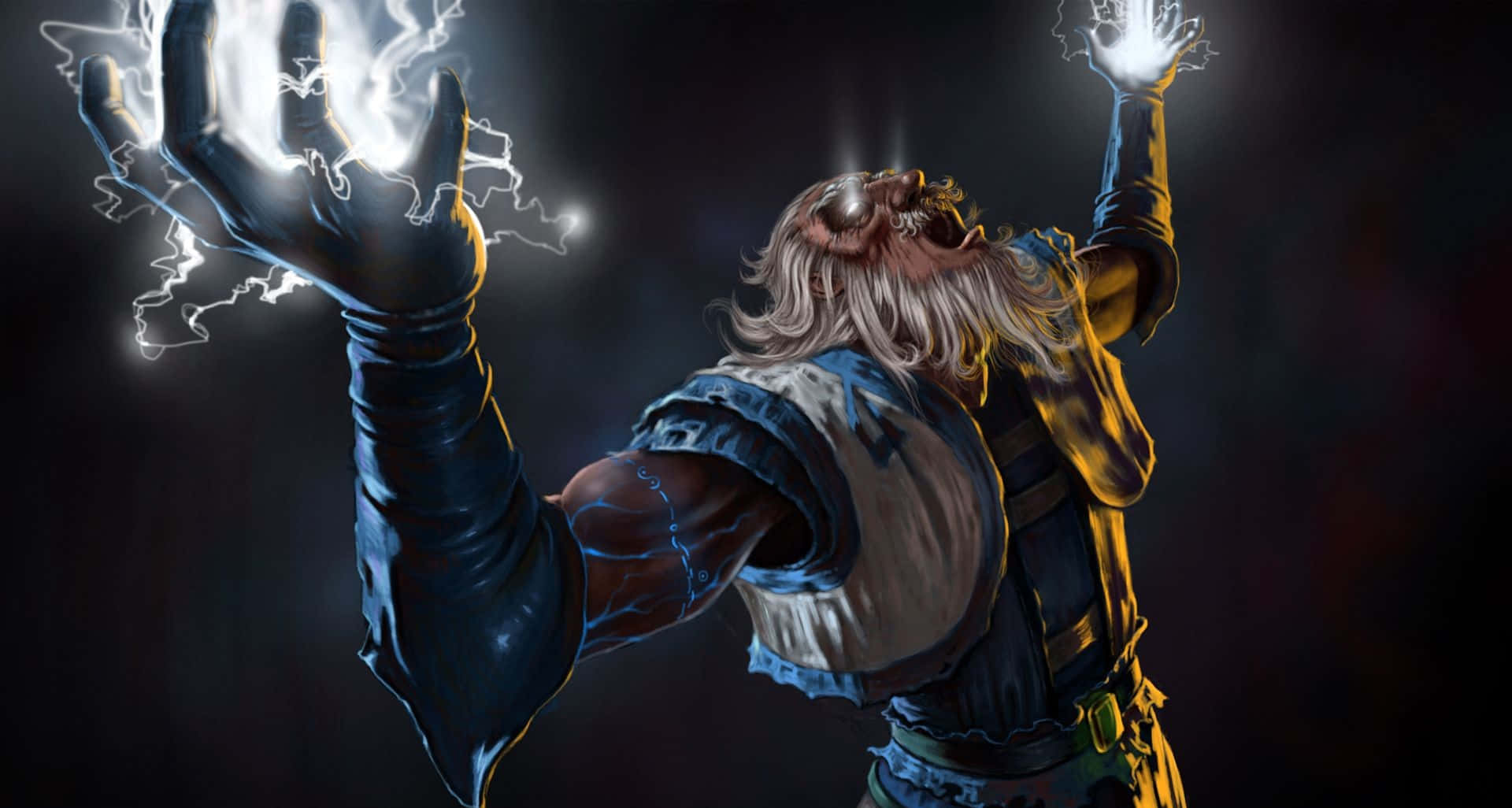 Zeus, horned helmet, long white beard, Full HD Desktop Wallpaper