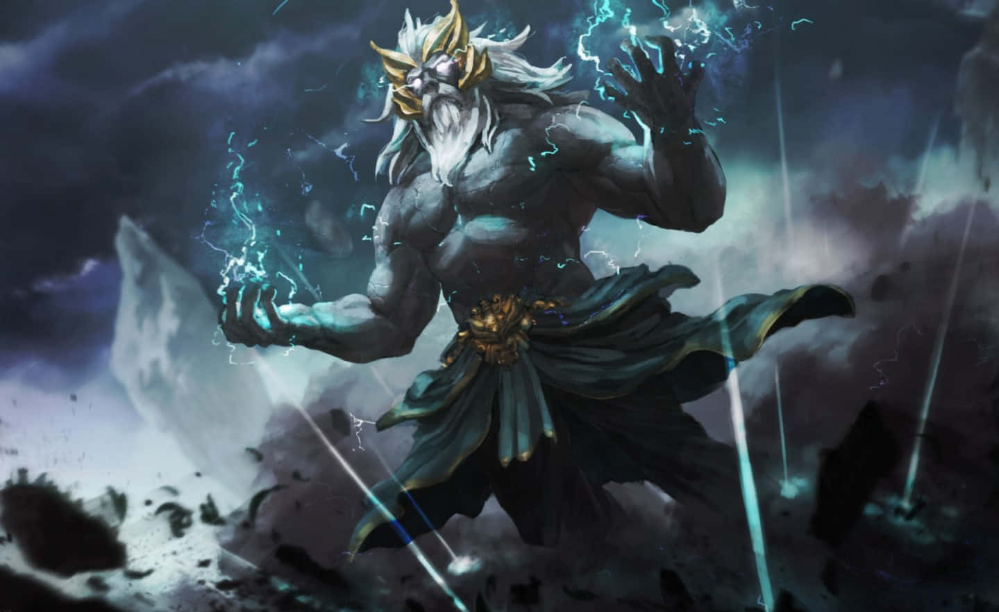 Zeus, white hair, golden crown, HD Desktop Wallpaper