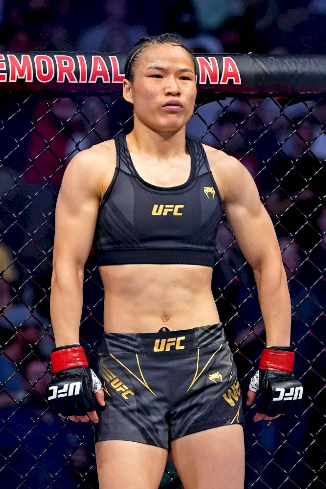 Zhang Weili, UFC gear, octagon cage, Full HD Phone Wallpaper