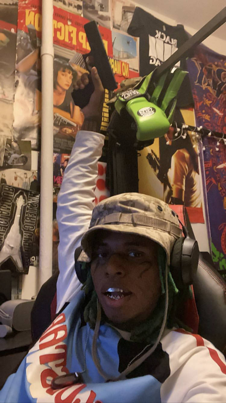 Zillakami, camouflage hat, headphones, HD Phone Wallpaper